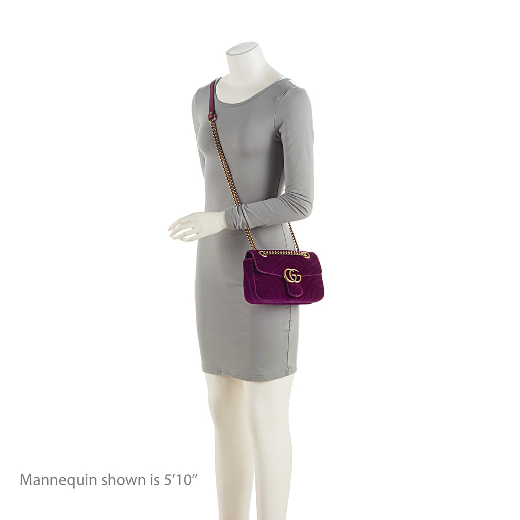 Gucci Matelasse Velvet GG Marmont Mini Flap  Bag (SHF-dH4gBl)