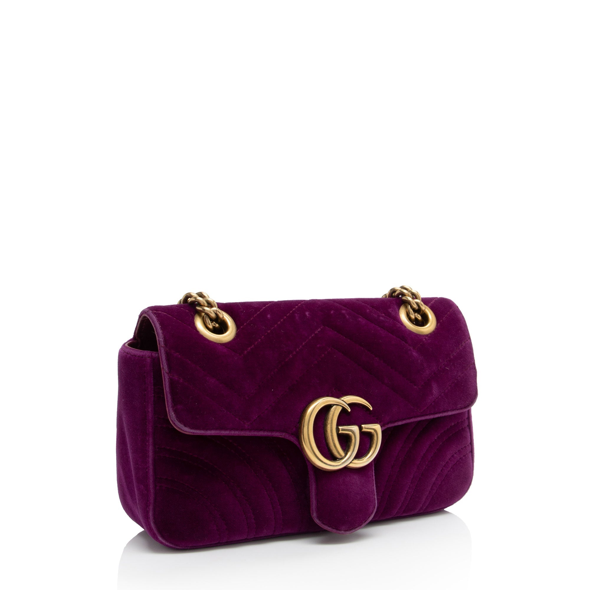 Gucci Matelasse Velvet GG Marmont Mini Flap  Bag (SHF-dH4gBl)
