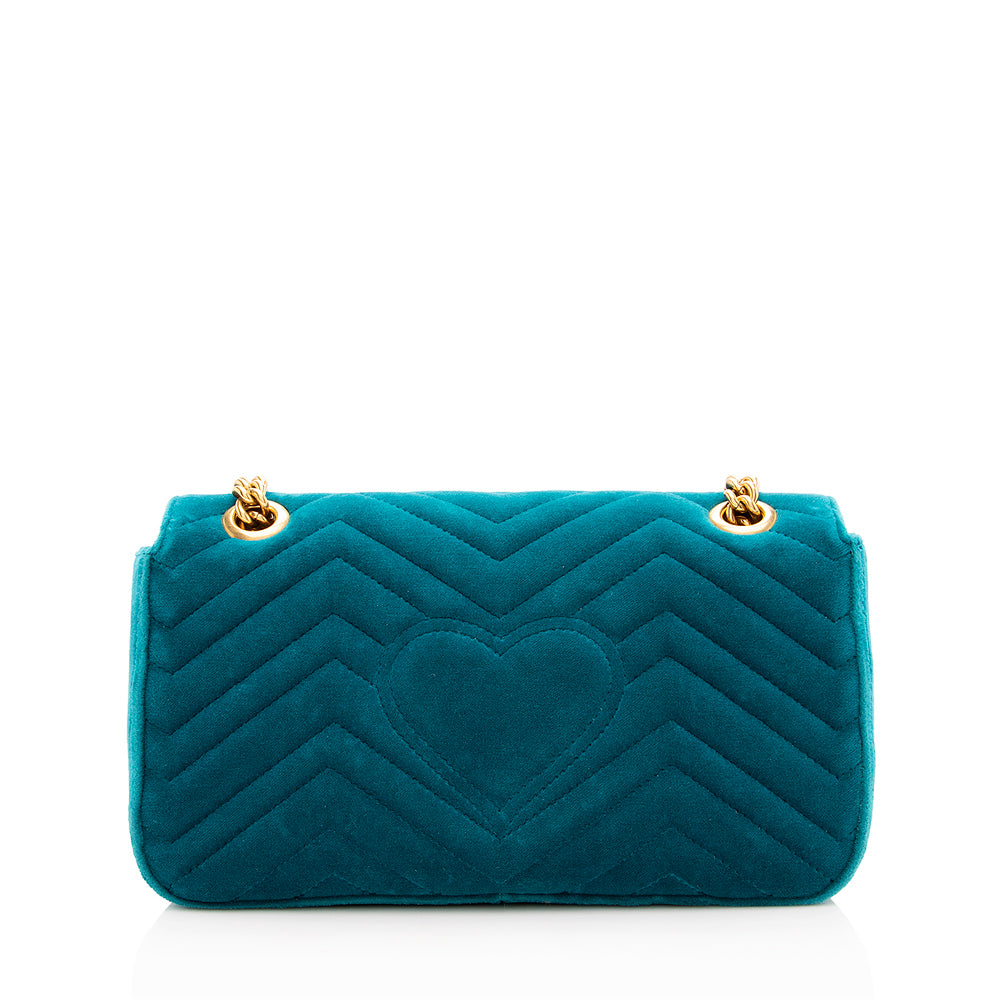 Gucci Matelasse Velvet GG Marmont Small Shoulder Bag (SHF-18936)