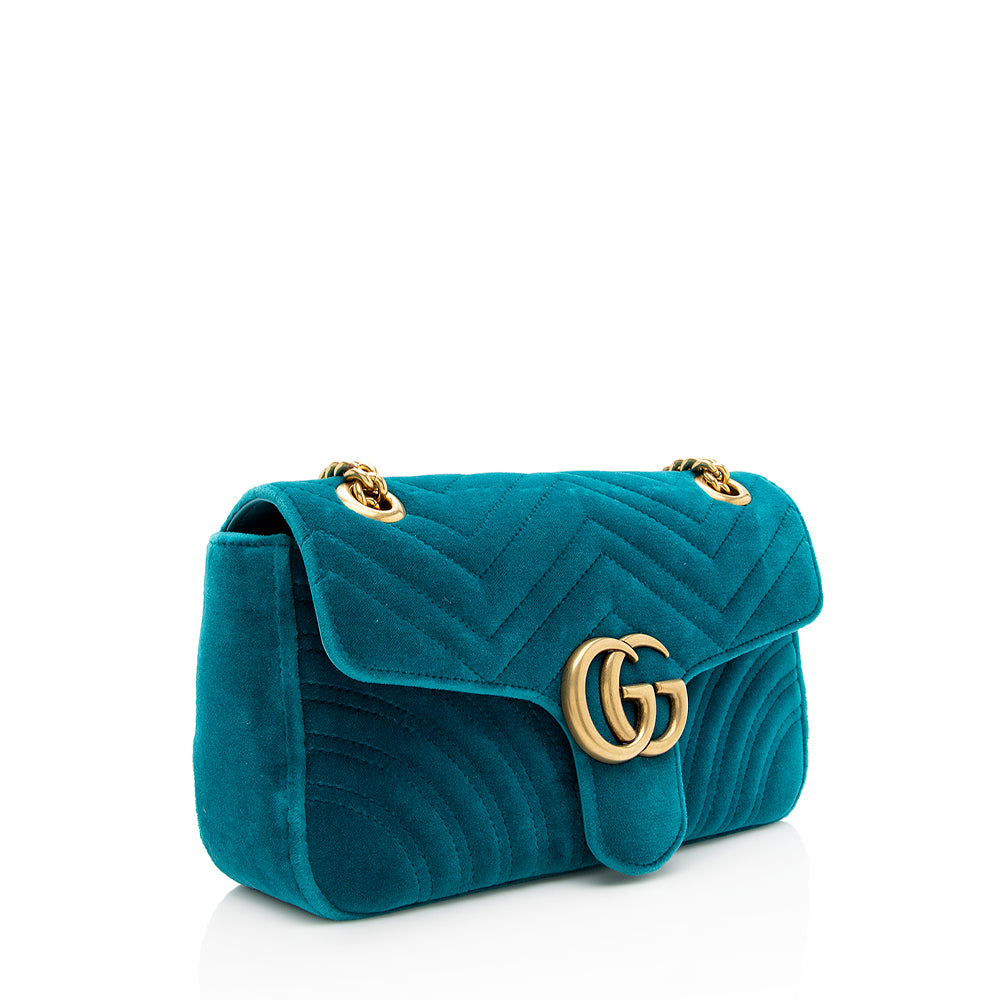 Gucci Matelasse Velvet GG Marmont Small Shoulder Bag (SHF-18936)