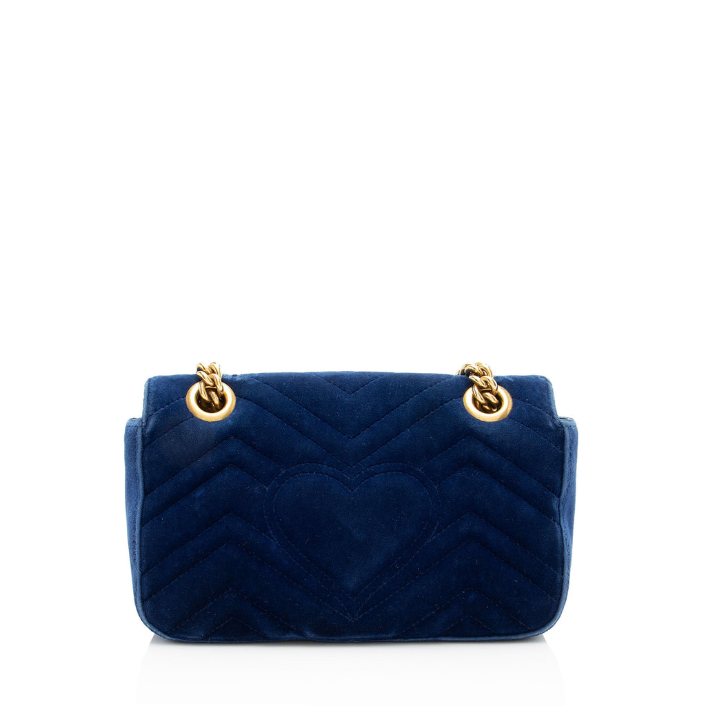 Gucci Matelasse Velvet GG Marmont Small Flap Bag