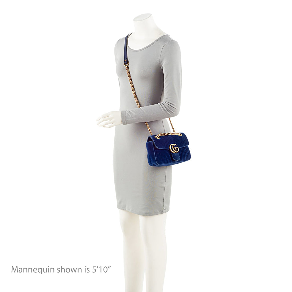 Gucci Matelasse Velvet GG Marmont Small Flap Bag