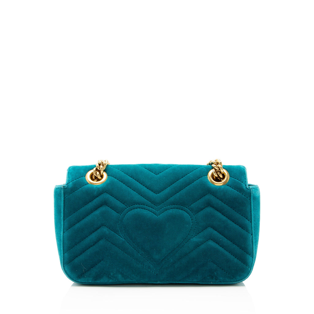Gucci Matelasse Velvet GG Marmont Small Flap Bag