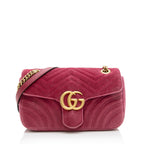 Gucci Matelasse Velvet GG Marmont Small Flap Shoulder Bag (SHF-22902)