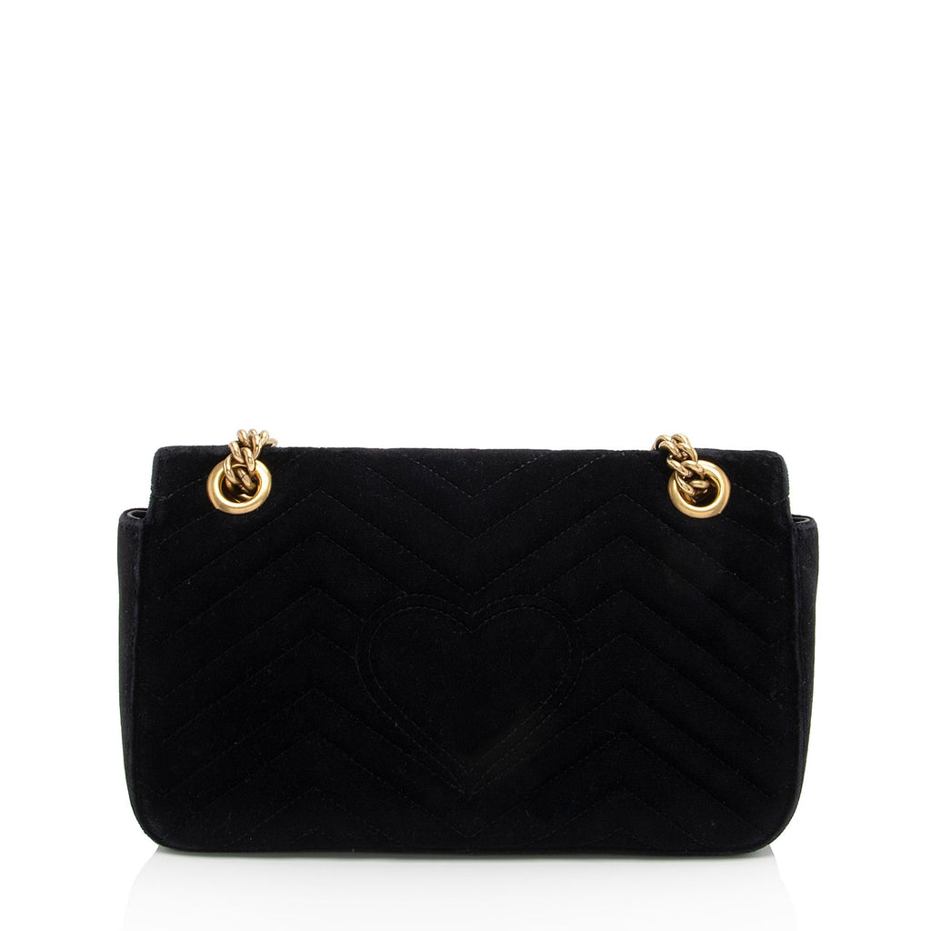 Gucci Matelasse Velvet GG Marmont Small Flap Shoulder Bag (SHF-cGU4RL)