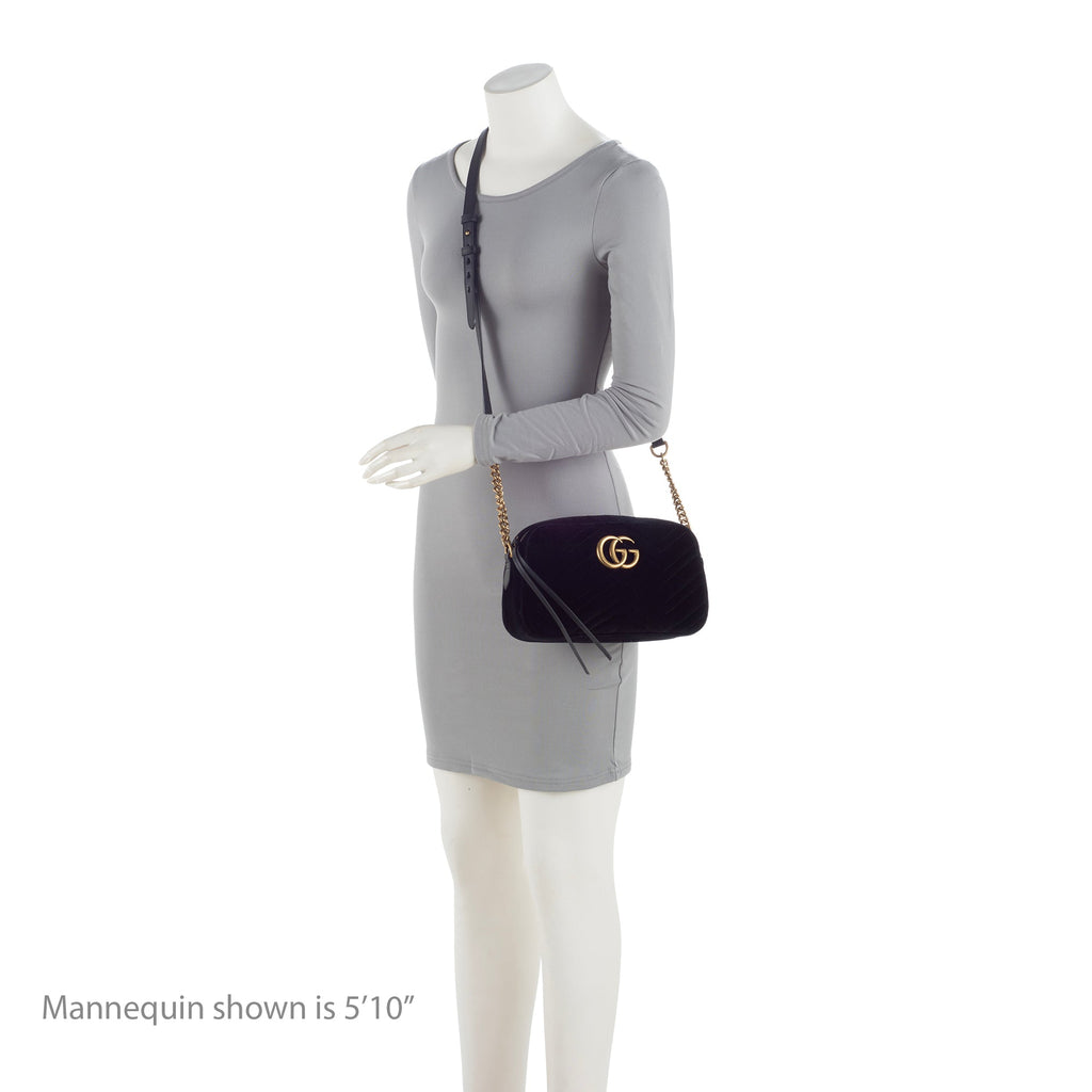 Gucci Matelasse Velvet GG Marmont Small Shoulder Bag (SHF-zFaOw0)