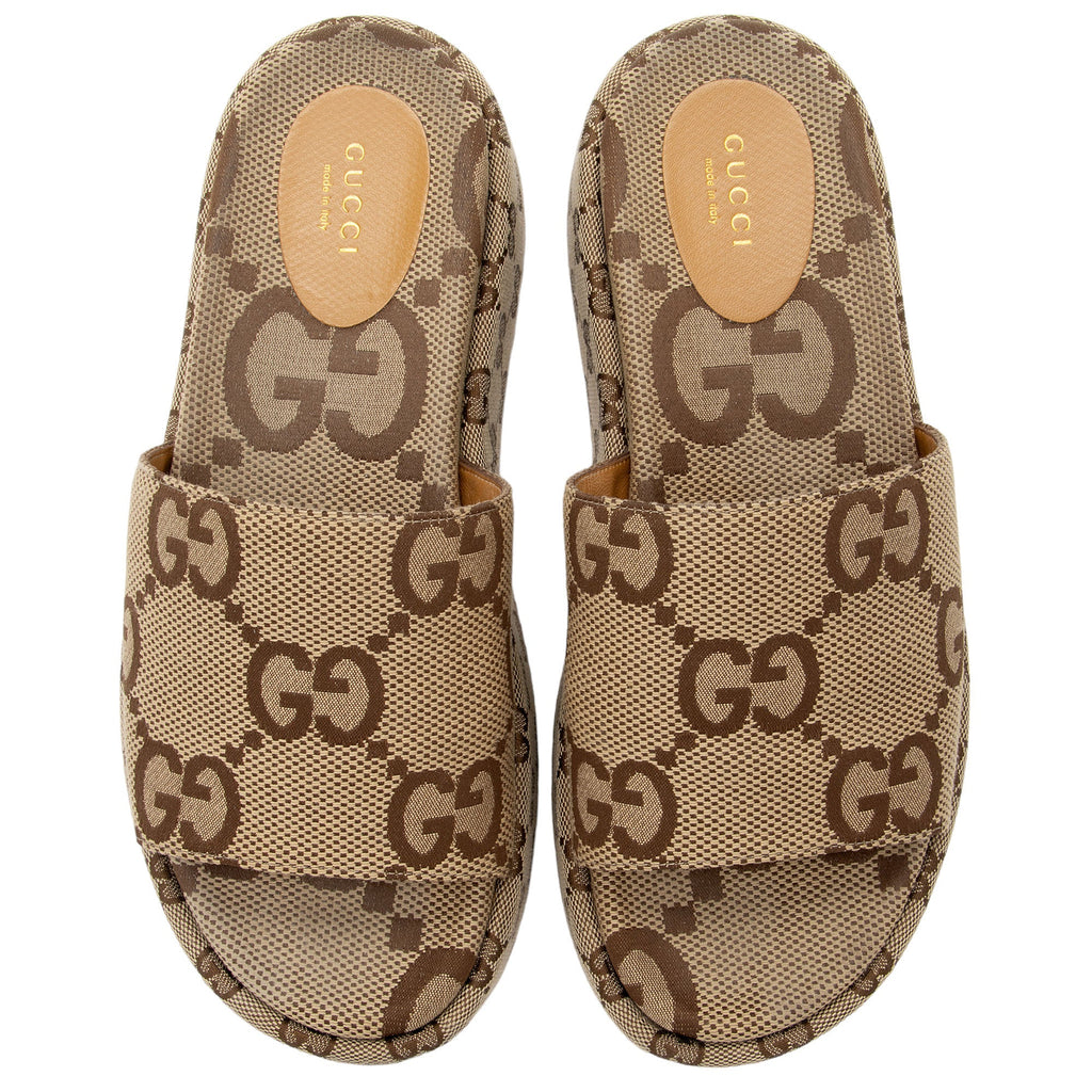 Gucci Jubmo GG Canvas Angelina Slide Platform Sandals - Size 10.5 / 40.5 (SHF-keKlQ2)