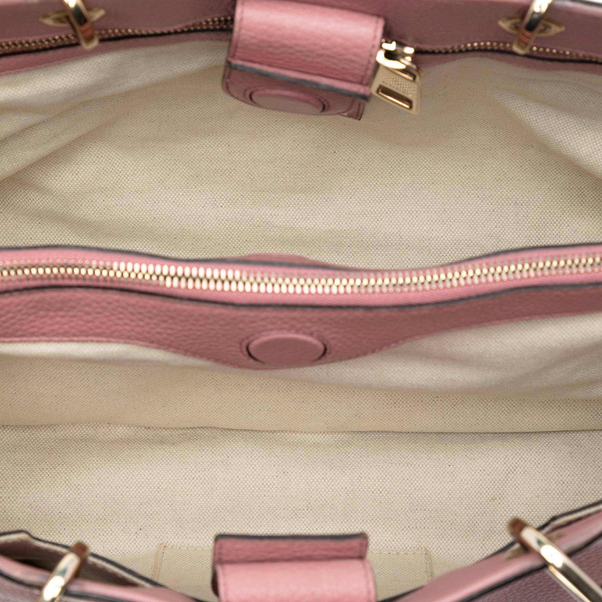 Gucci Medium Bicolor Calfskin Bamboo Shopper Satchel