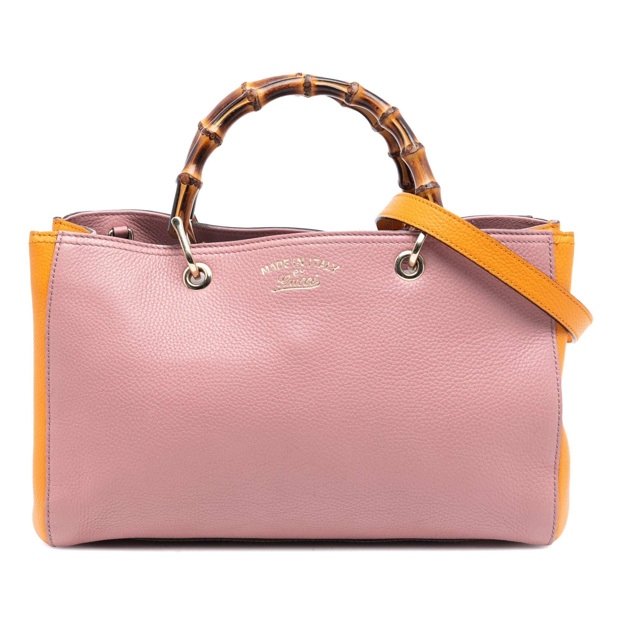 Gucci Medium Bicolor Calfskin Bamboo Shopper Satchel