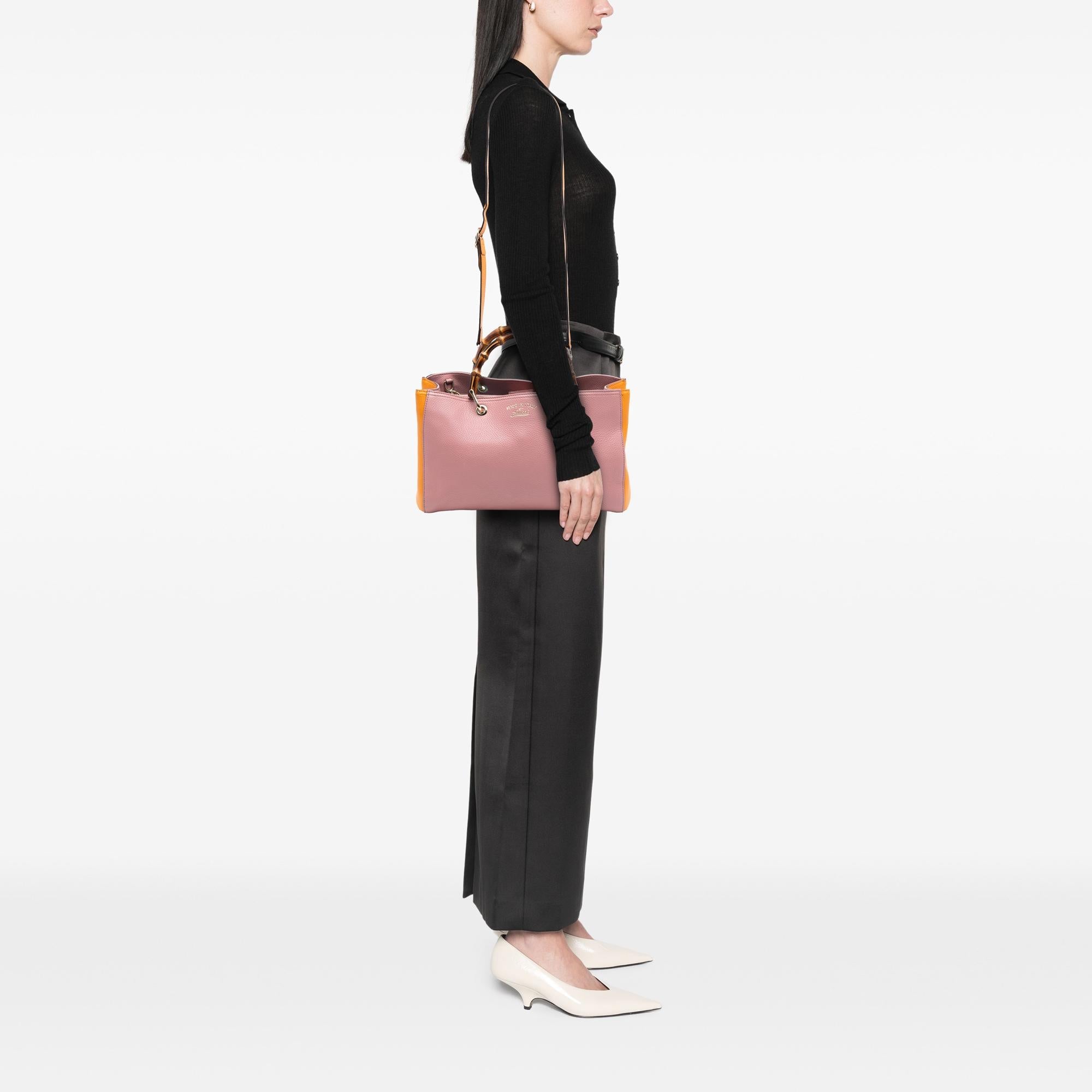 Gucci Medium Bicolor Calfskin Bamboo Shopper Satchel