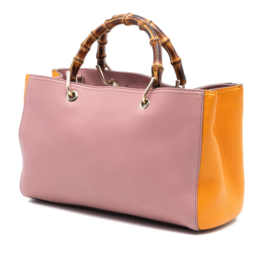 Gucci Medium Bicolor Calfskin Bamboo Shopper Satchel