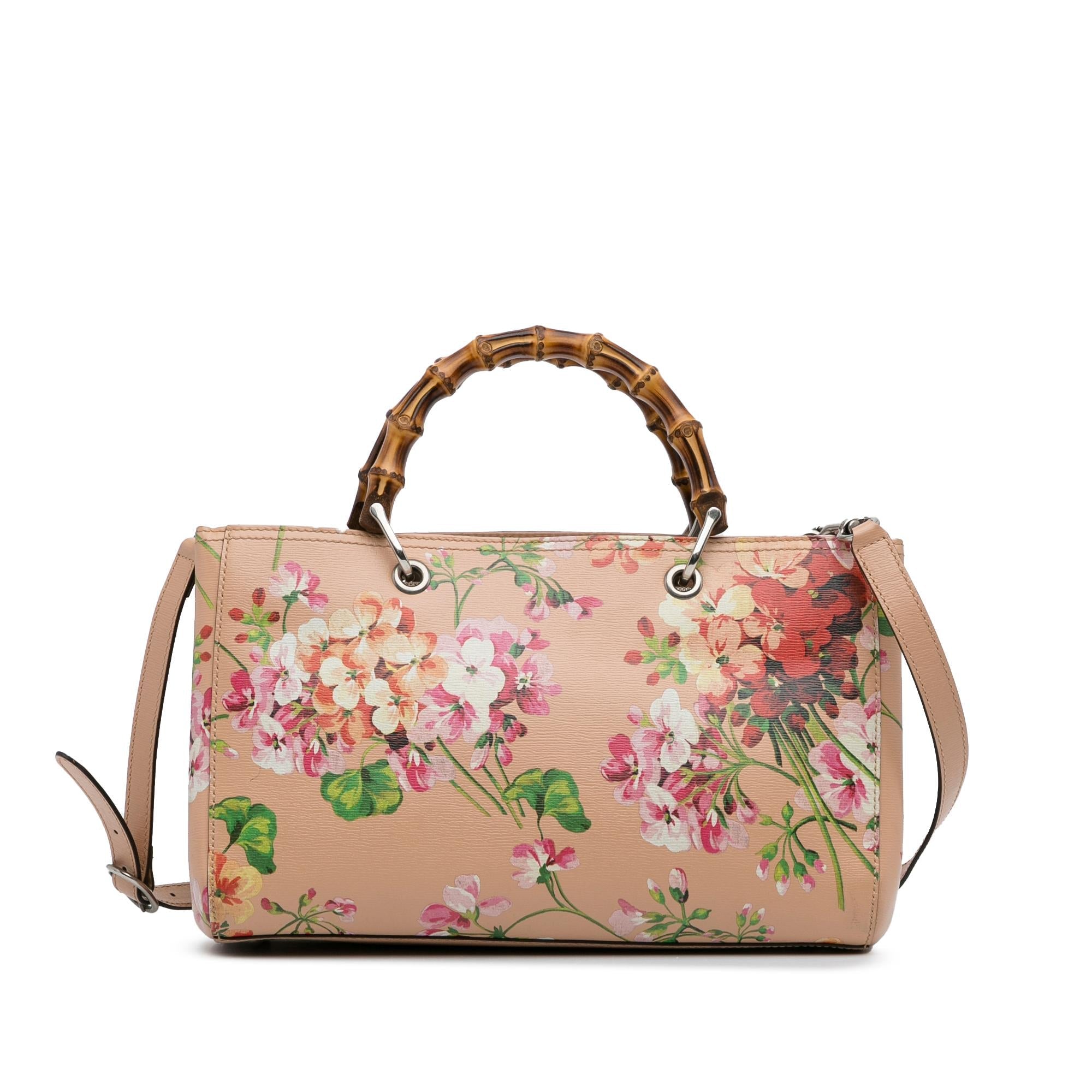 Gucci Medium Blooms Bamboo Shopper (SHG-7mrClL)