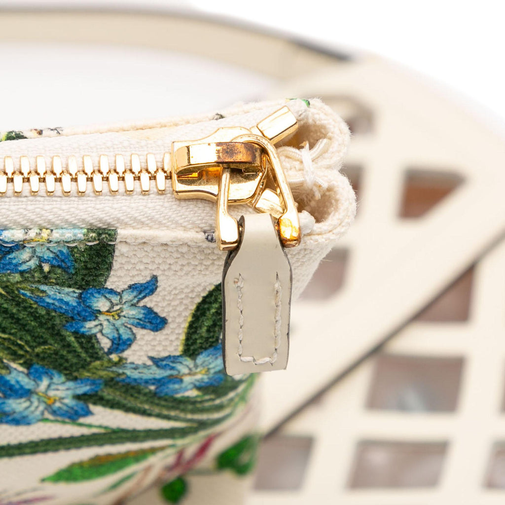 Gucci Medium Cutout Leather and Flora Canvas Traforata Flap Crossbody