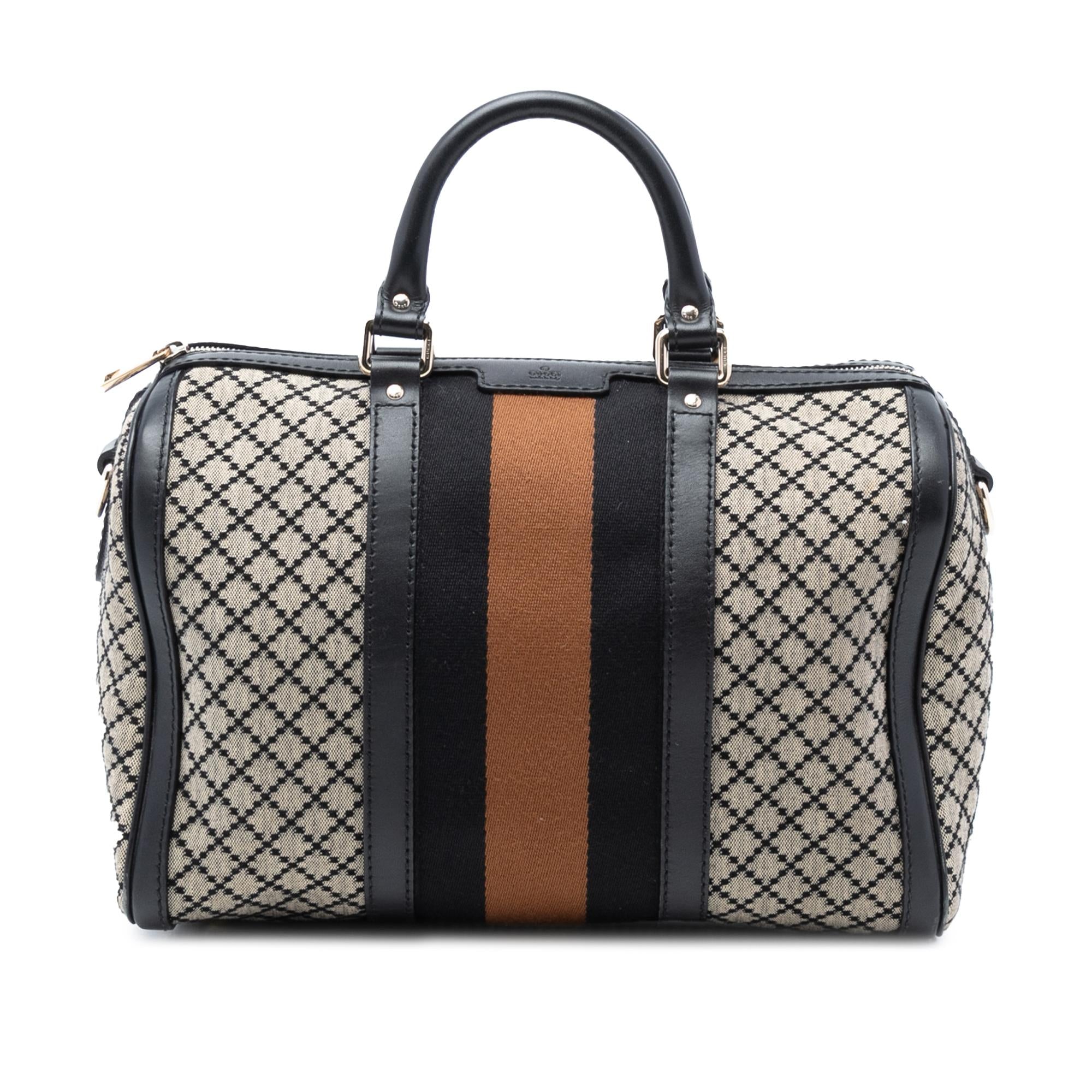 Gucci Medium Diamante Canvas Web Joy Boston Bag