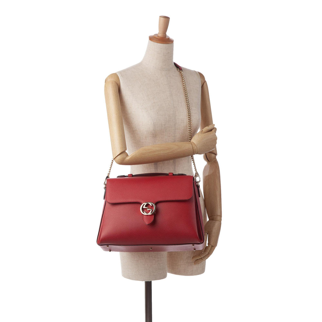 Gucci Medium Dollar Calf Interlocking G Satchel (SHG-sMohDR)