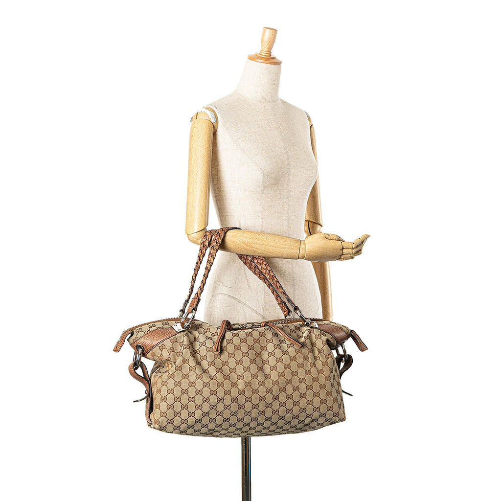 Gucci Medium GG Canvas Bamboo Bar Tote
