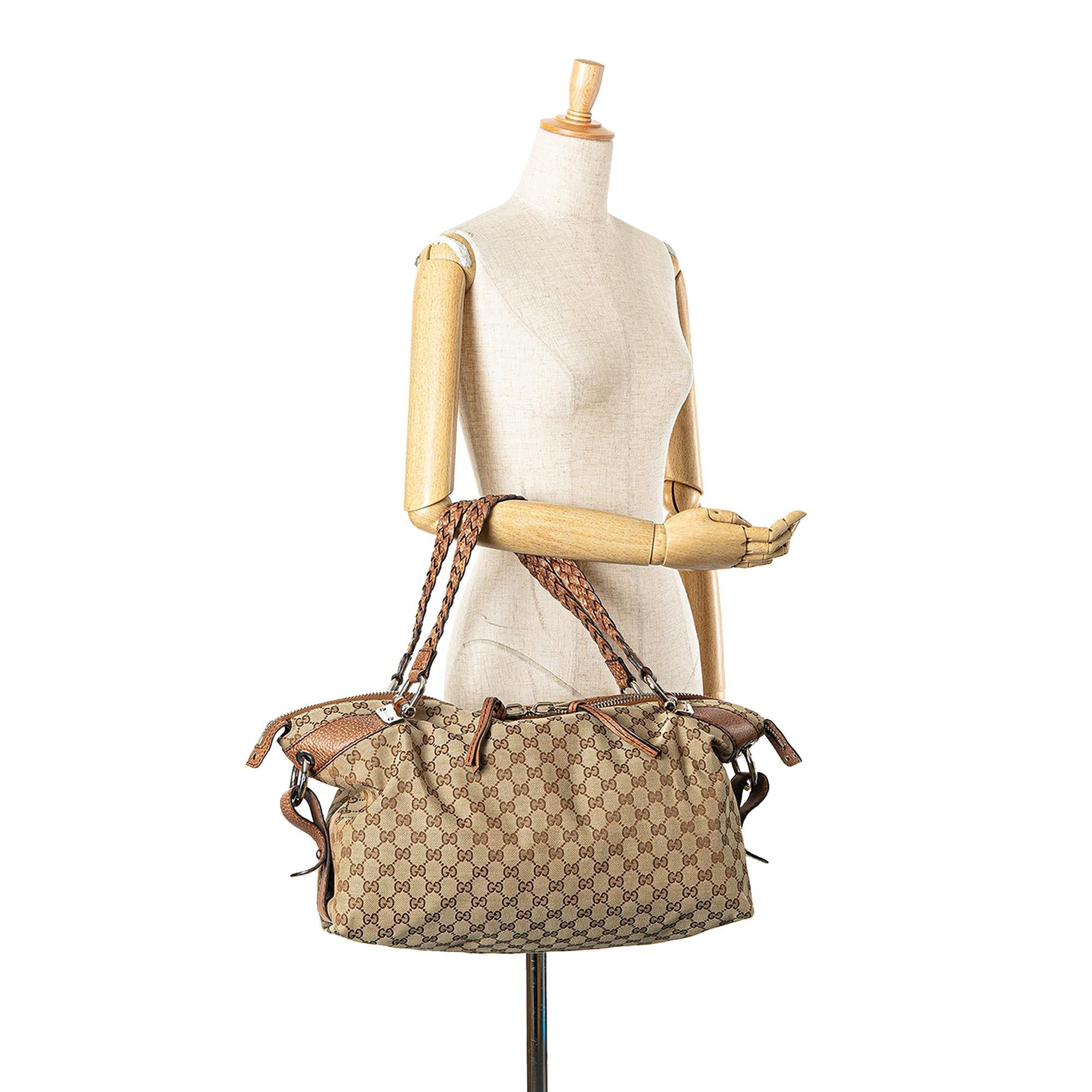 Gucci Medium GG Canvas Bamboo Bar Tote