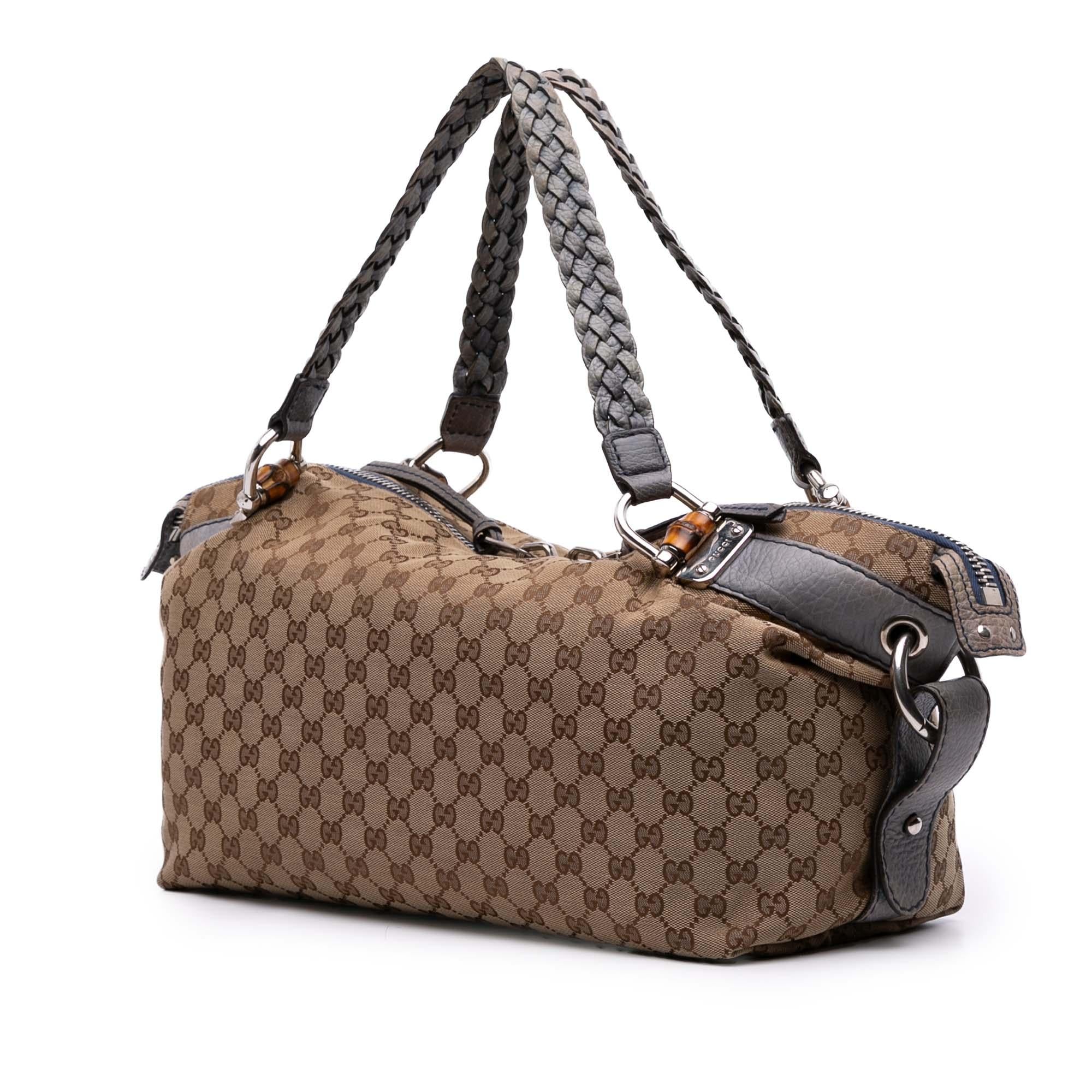 Gucci Medium GG Canvas Bamboo Bar Tote
