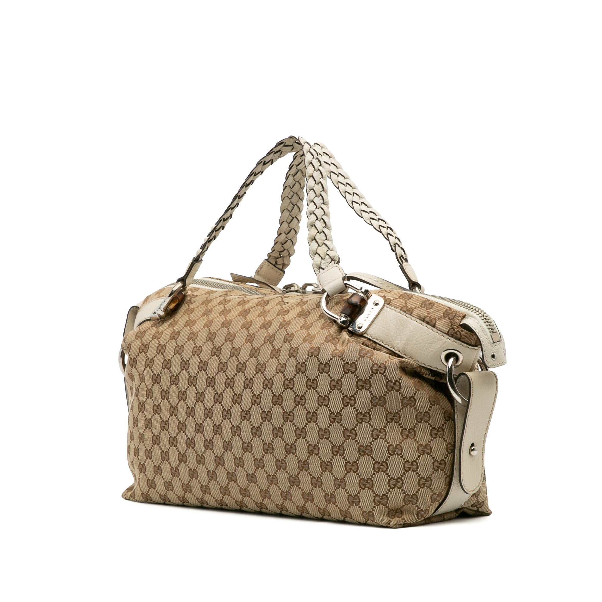 Gucci Medium GG Canvas Bamboo Bar Tote