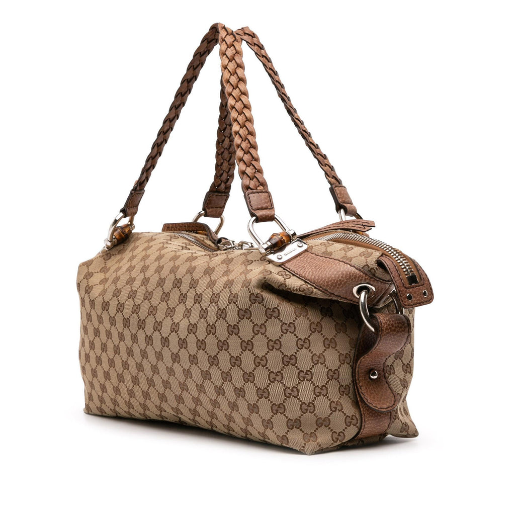 Gucci Medium GG Canvas Bamboo Bar Tote
