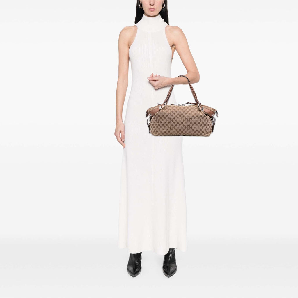Gucci Medium GG Canvas Bamboo Bar Tote