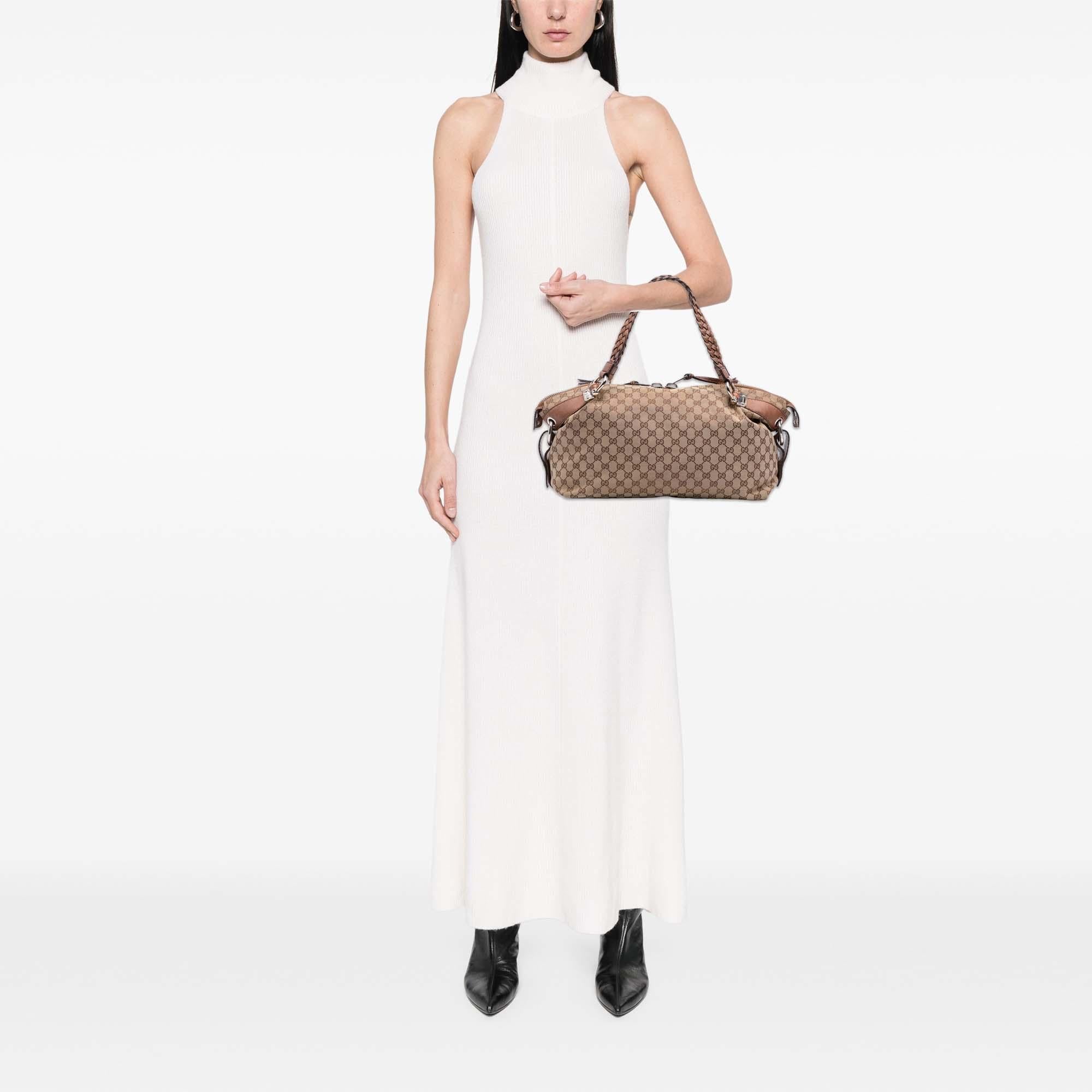Gucci Medium GG Canvas Bamboo Bar Tote