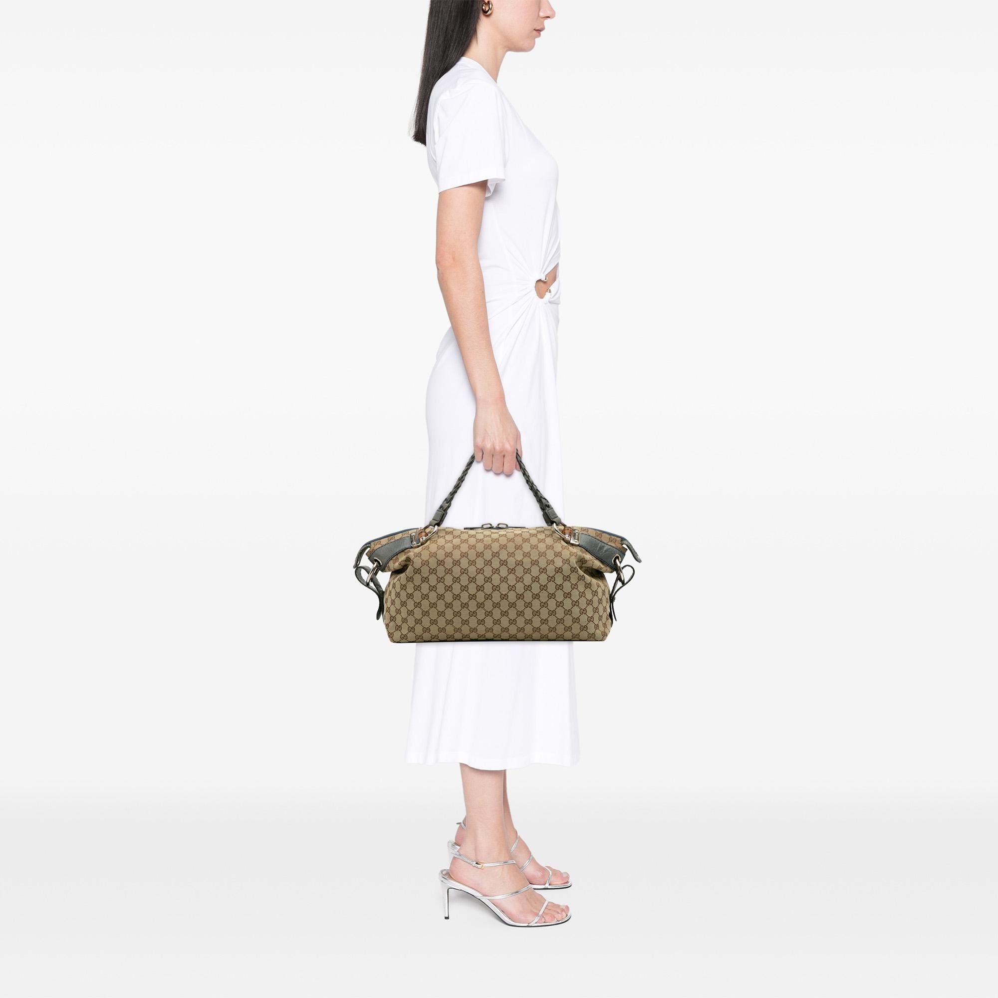 Gucci Medium GG Canvas Bamboo Bar Tote