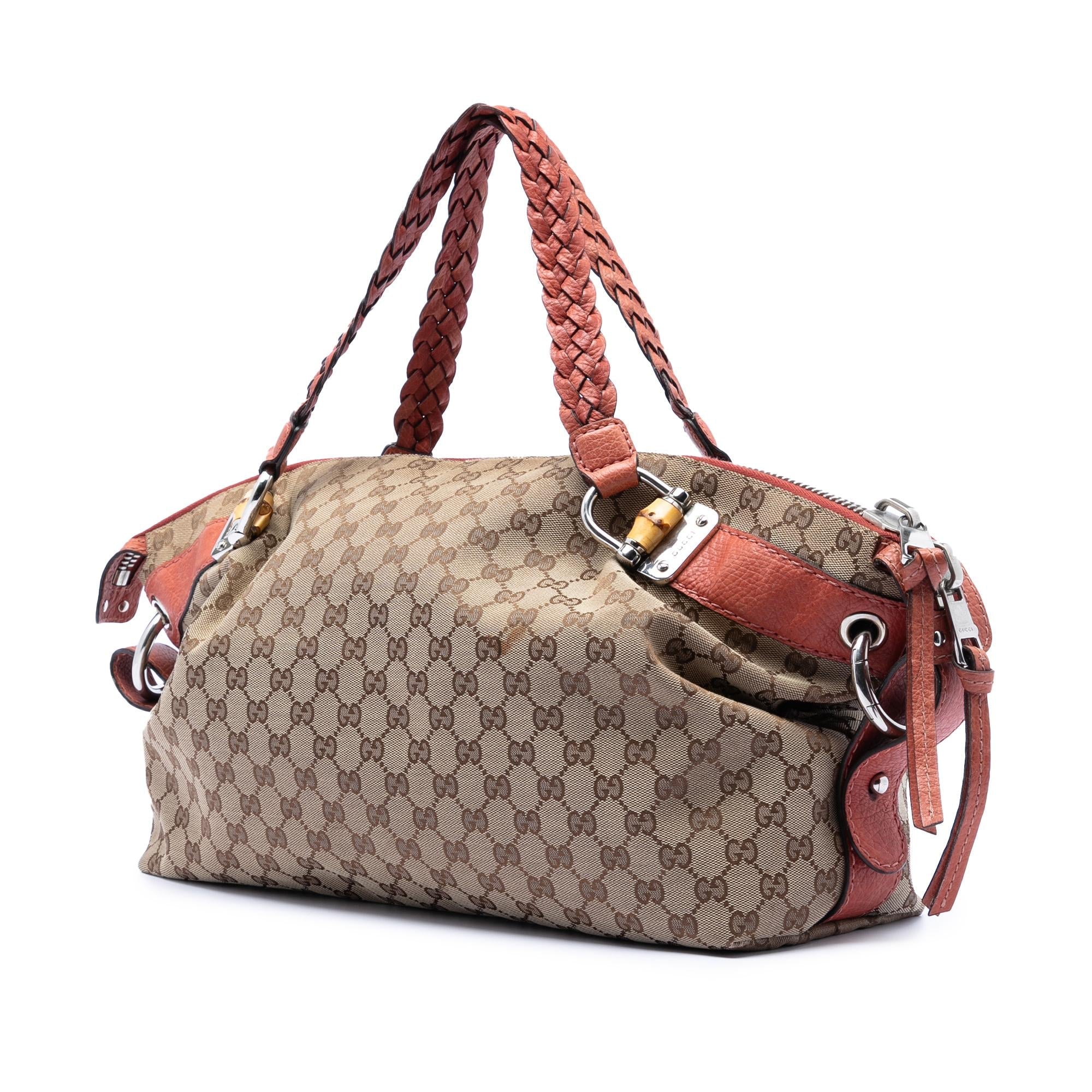 Gucci Medium GG Canvas Bamboo Bar Tote