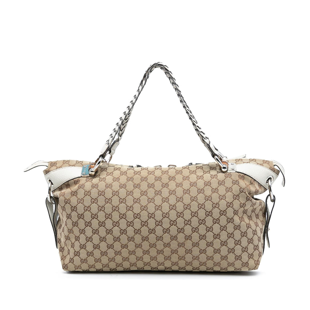 Gucci Medium GG Canvas Bamboo Bar Tote