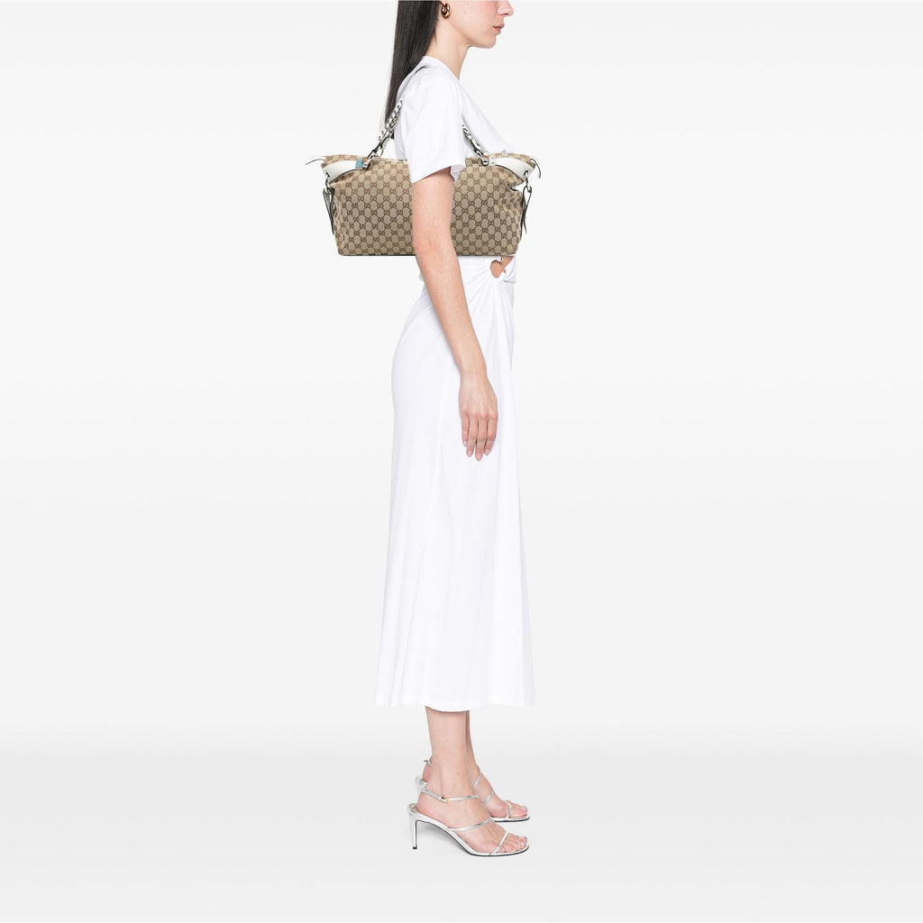 Gucci Medium GG Canvas Bamboo Bar Tote