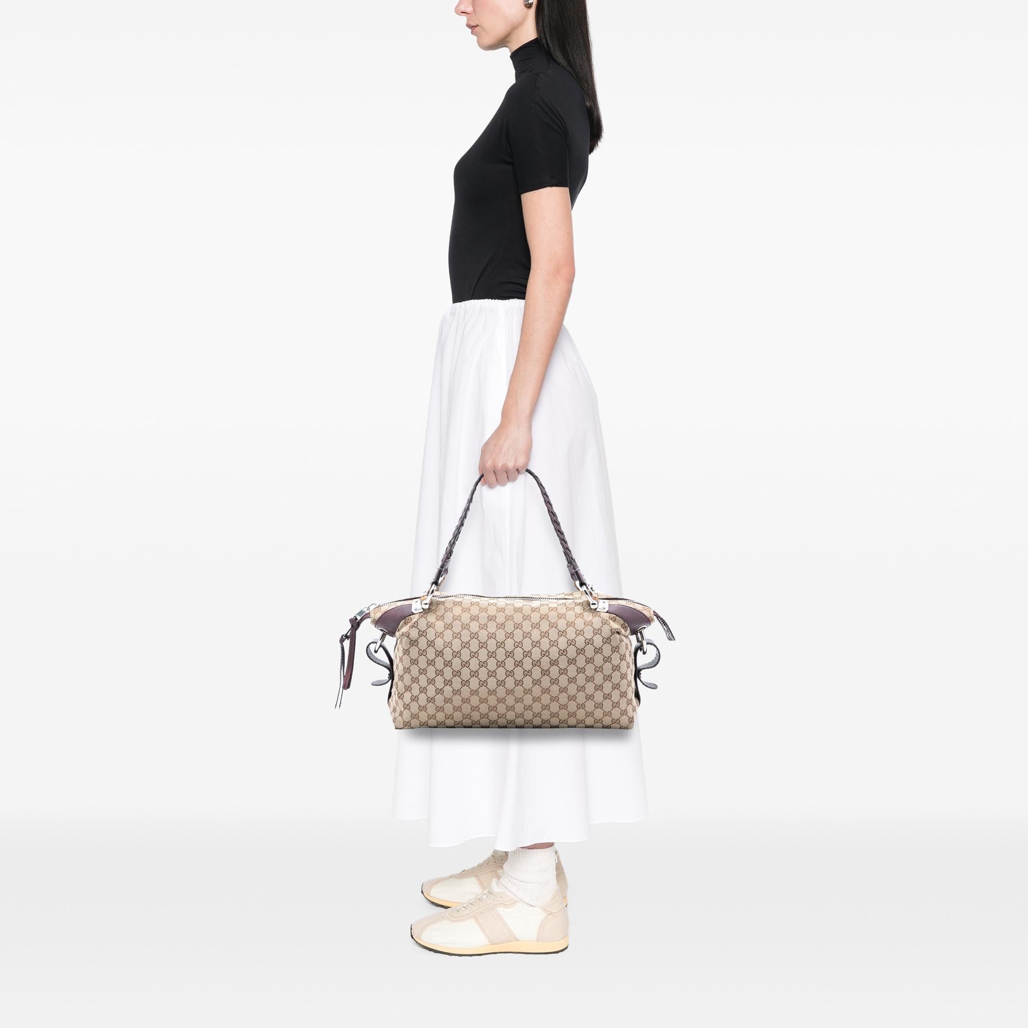 Gucci Medium GG Canvas Bamboo Bar Tote