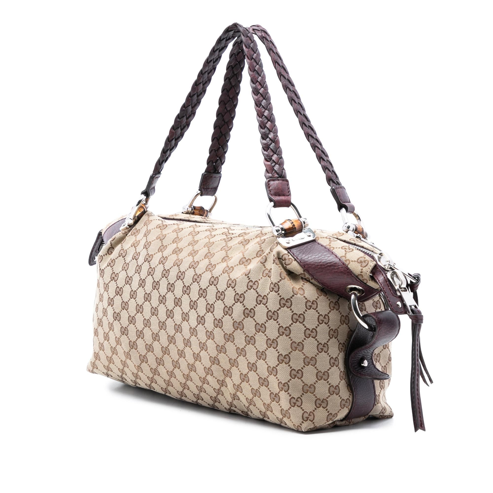 Gucci Medium GG Canvas Bamboo Bar Tote