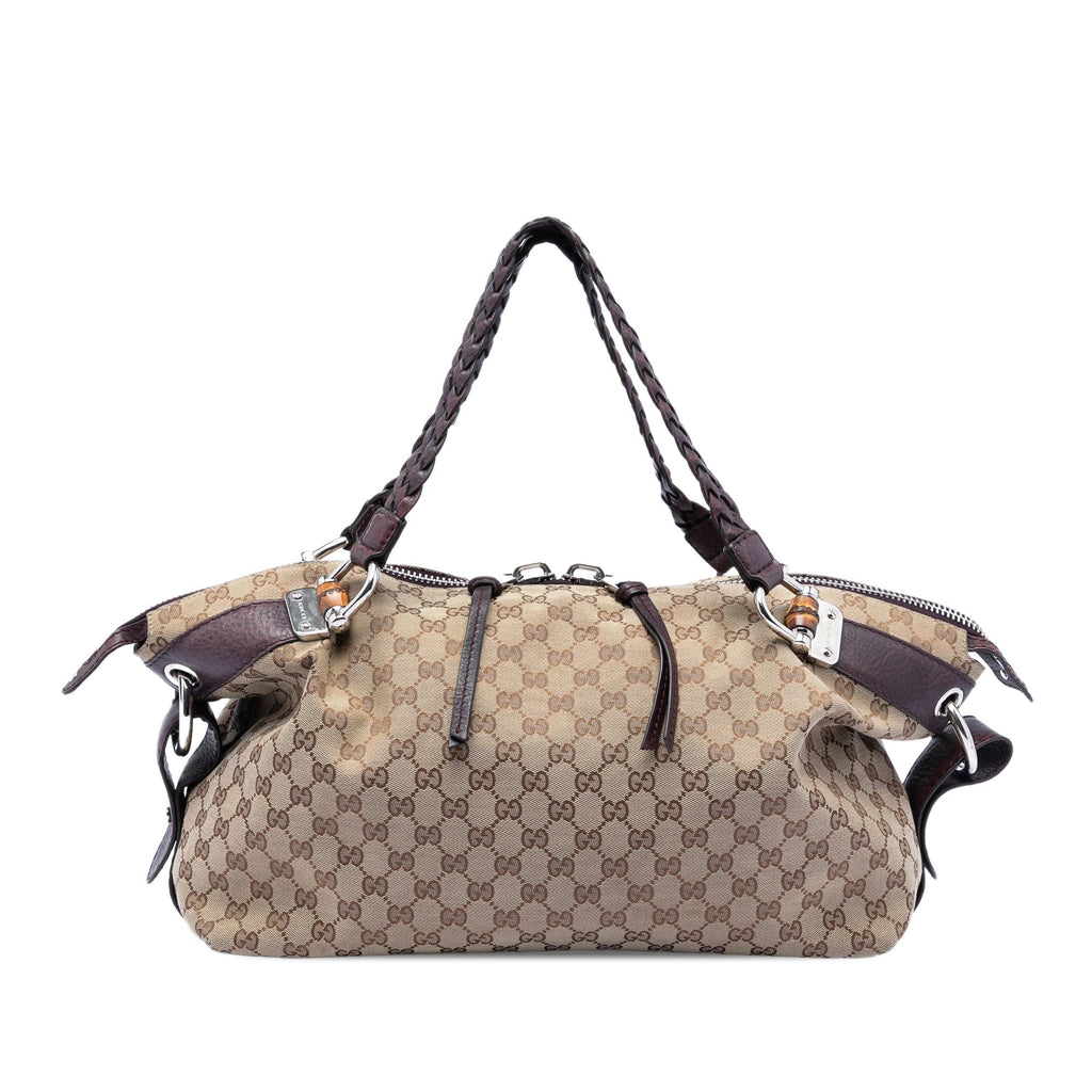 Gucci Medium GG Canvas Bamboo Bar Tote