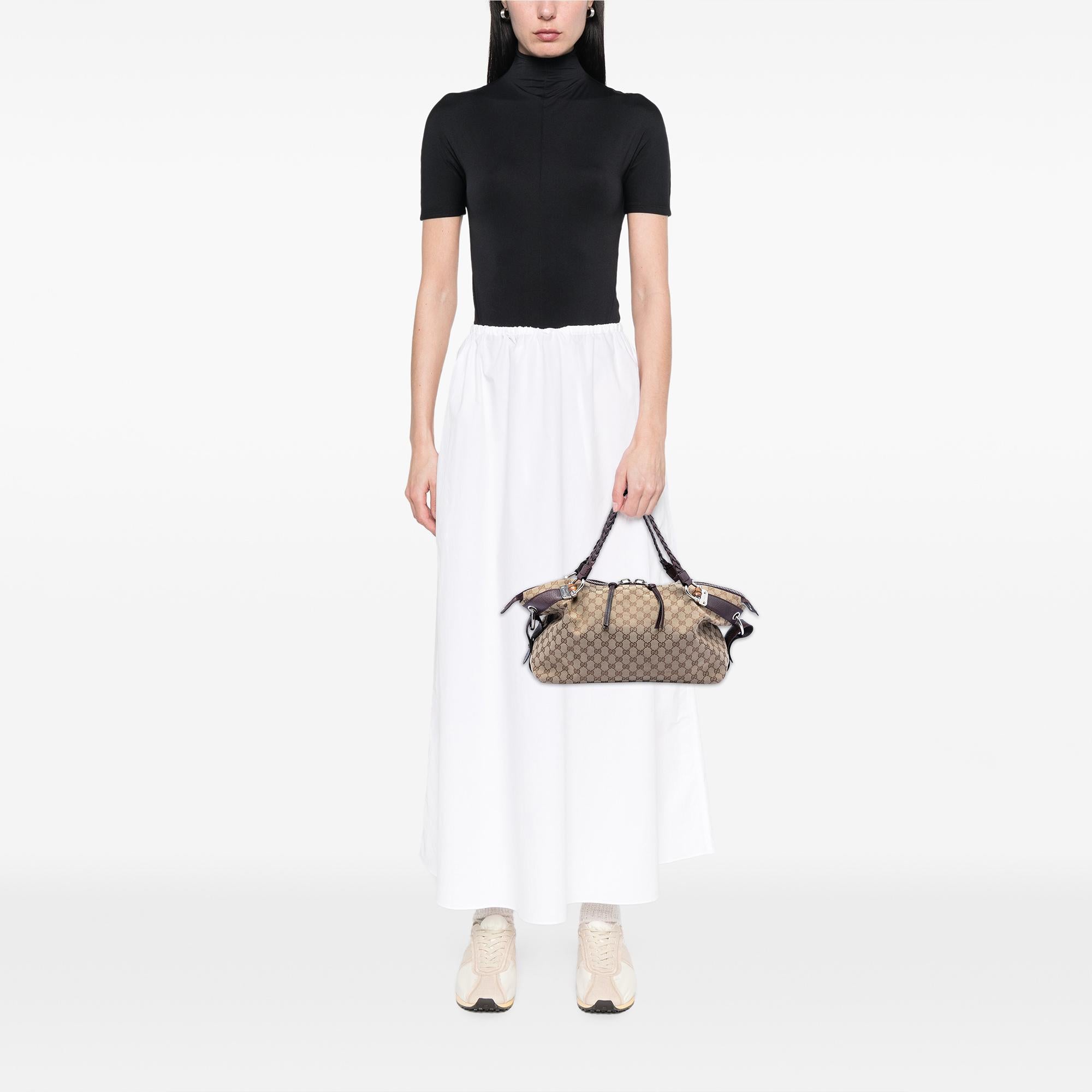 Gucci Medium GG Canvas Bamboo Bar Tote