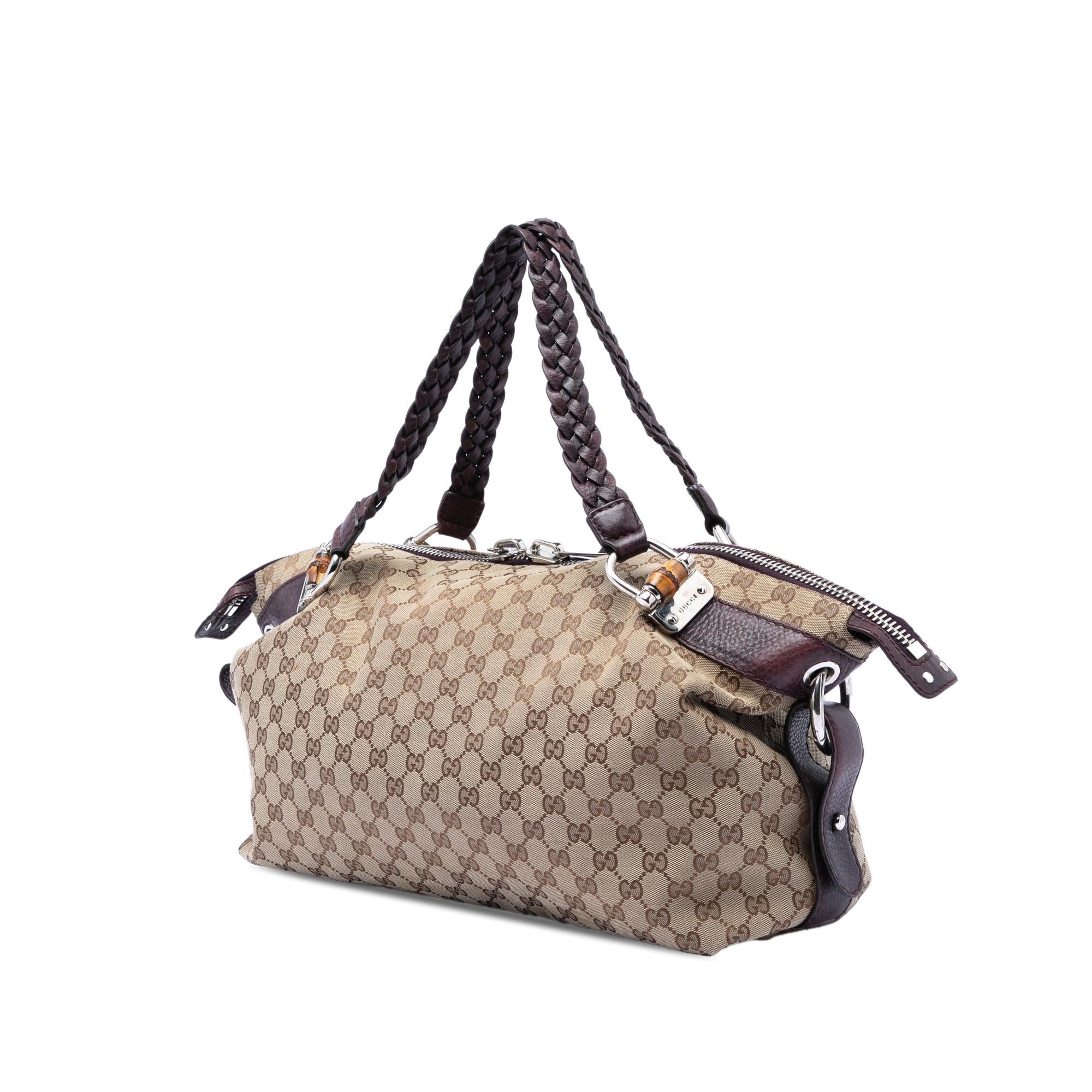 Gucci Medium GG Canvas Bamboo Bar Tote