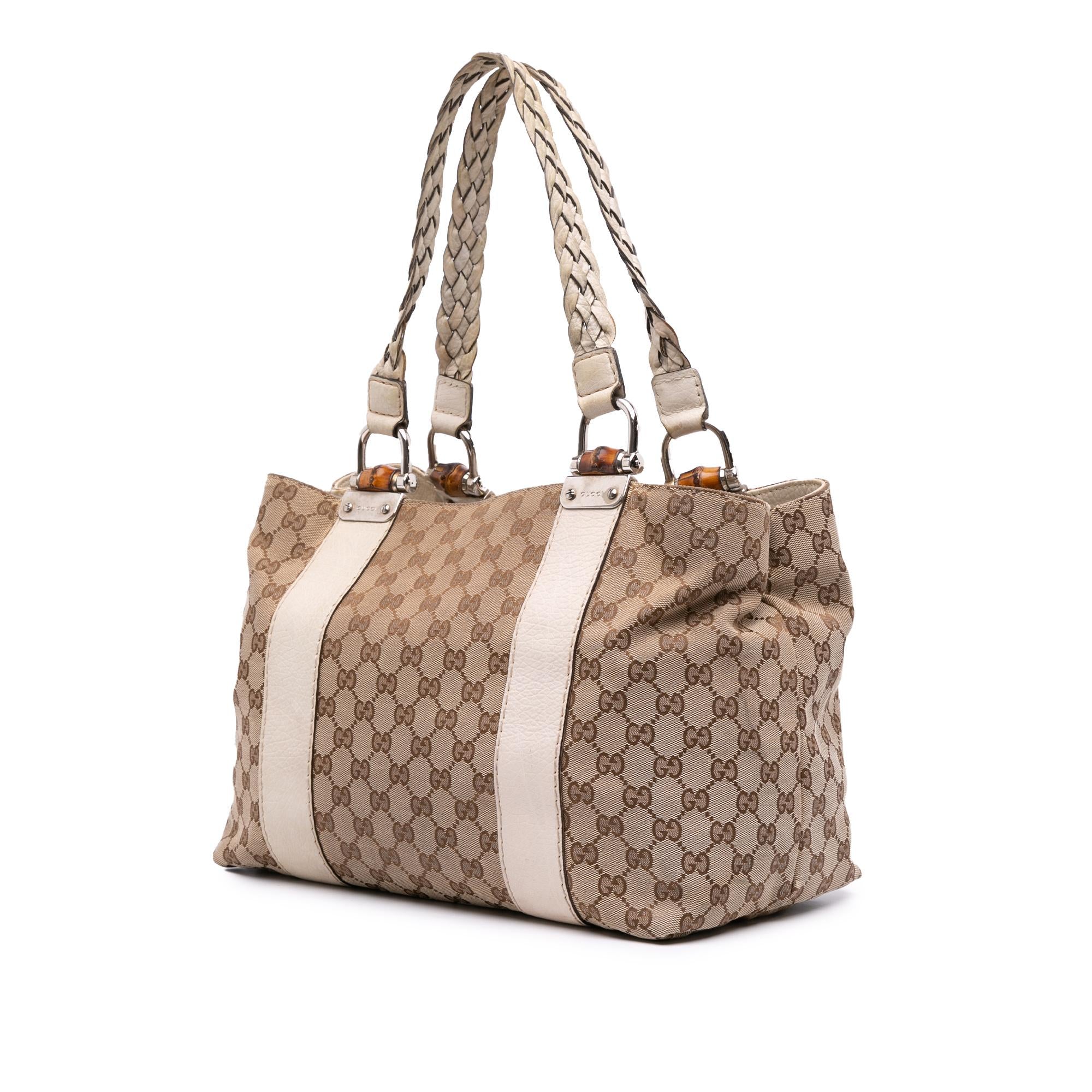 Gucci Medium GG Canvas Bamboo Libeccio Tote