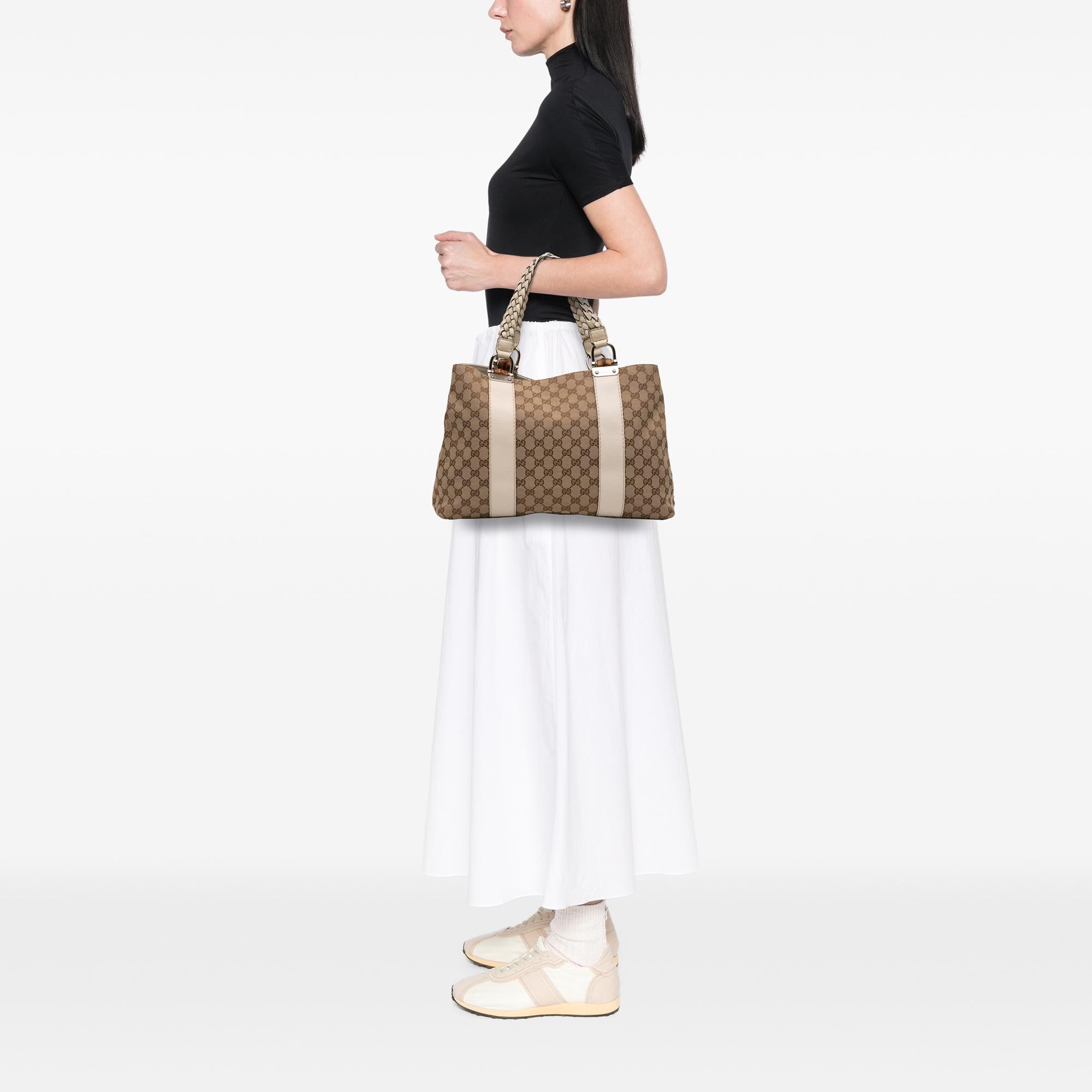 Gucci Medium GG Canvas Bamboo Libeccio Tote