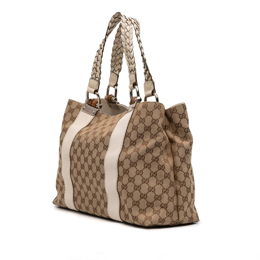 Gucci Medium GG Canvas Bamboo Libeccio Tote