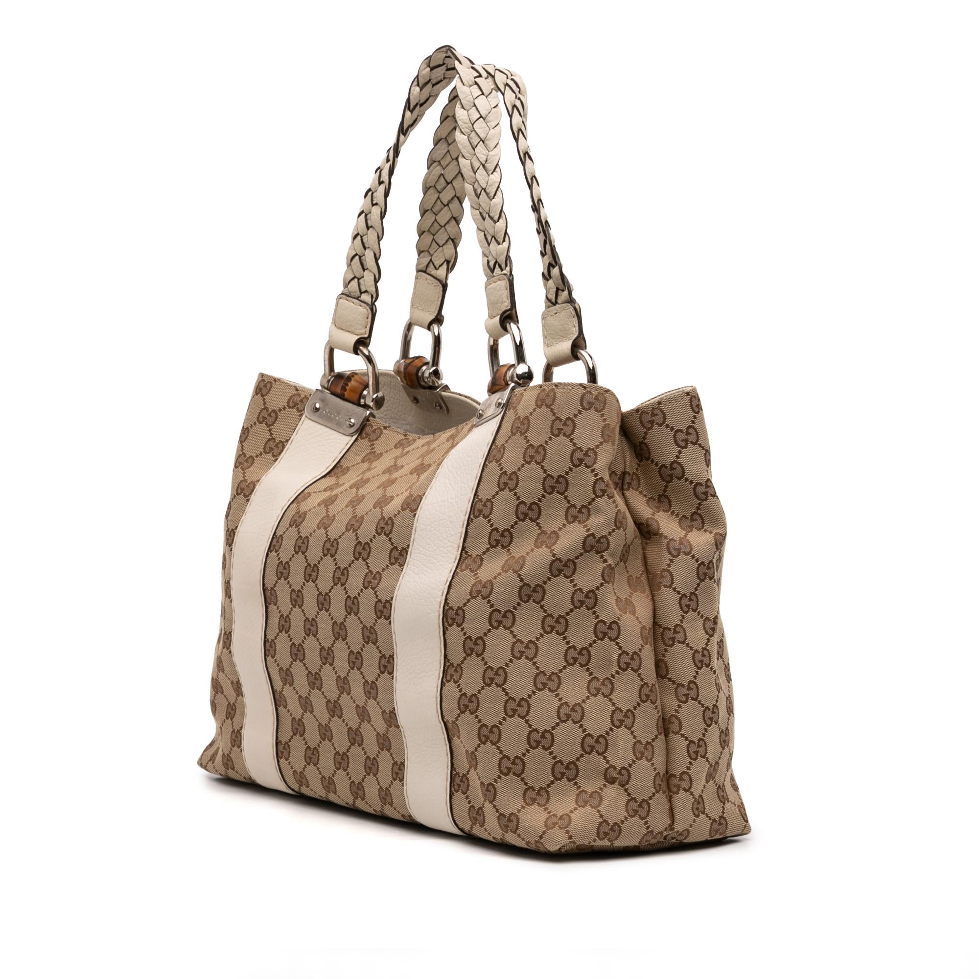 Gucci Medium GG Canvas Bamboo Libeccio Tote