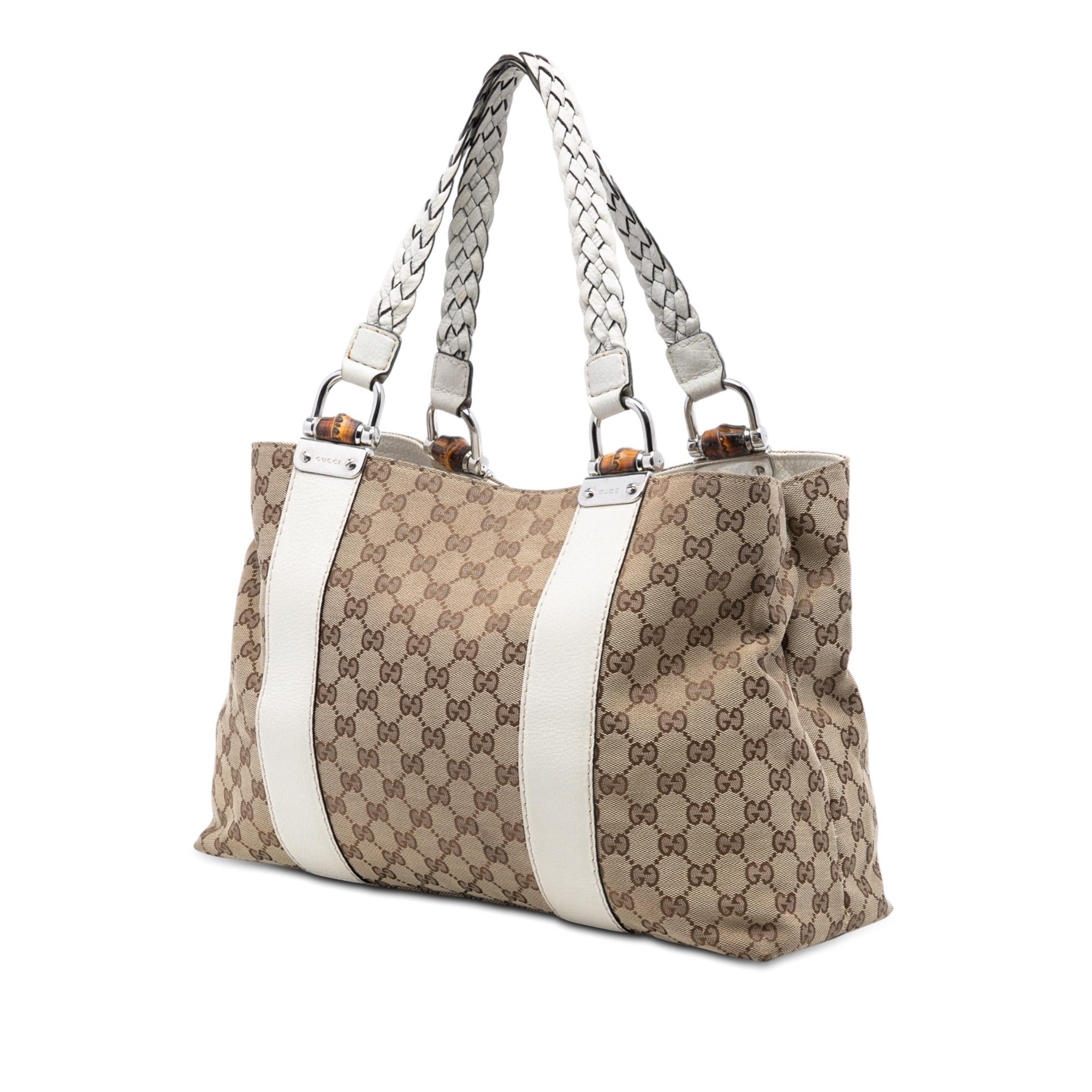 Gucci Medium GG Canvas Bamboo Libeccio Tote
