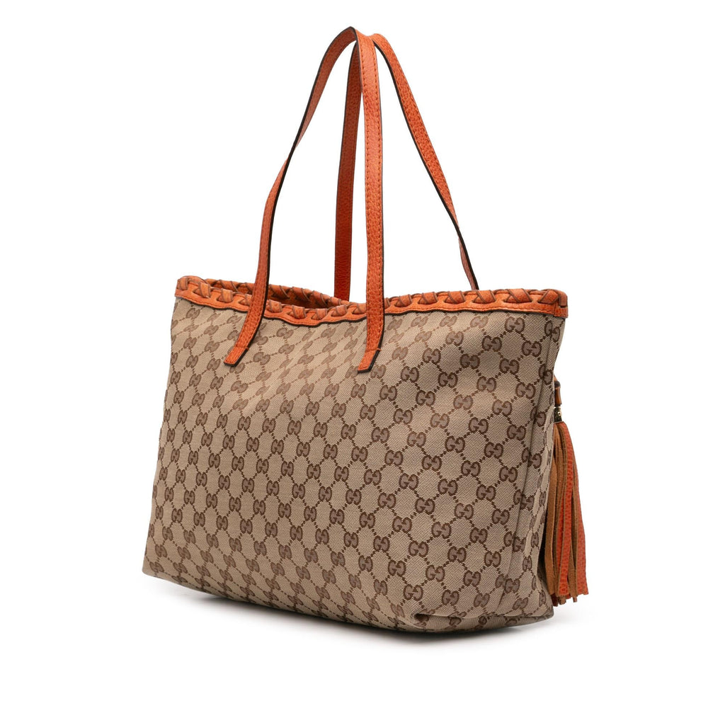 Gucci Medium GG Canvas Bamboo Tassel Tote