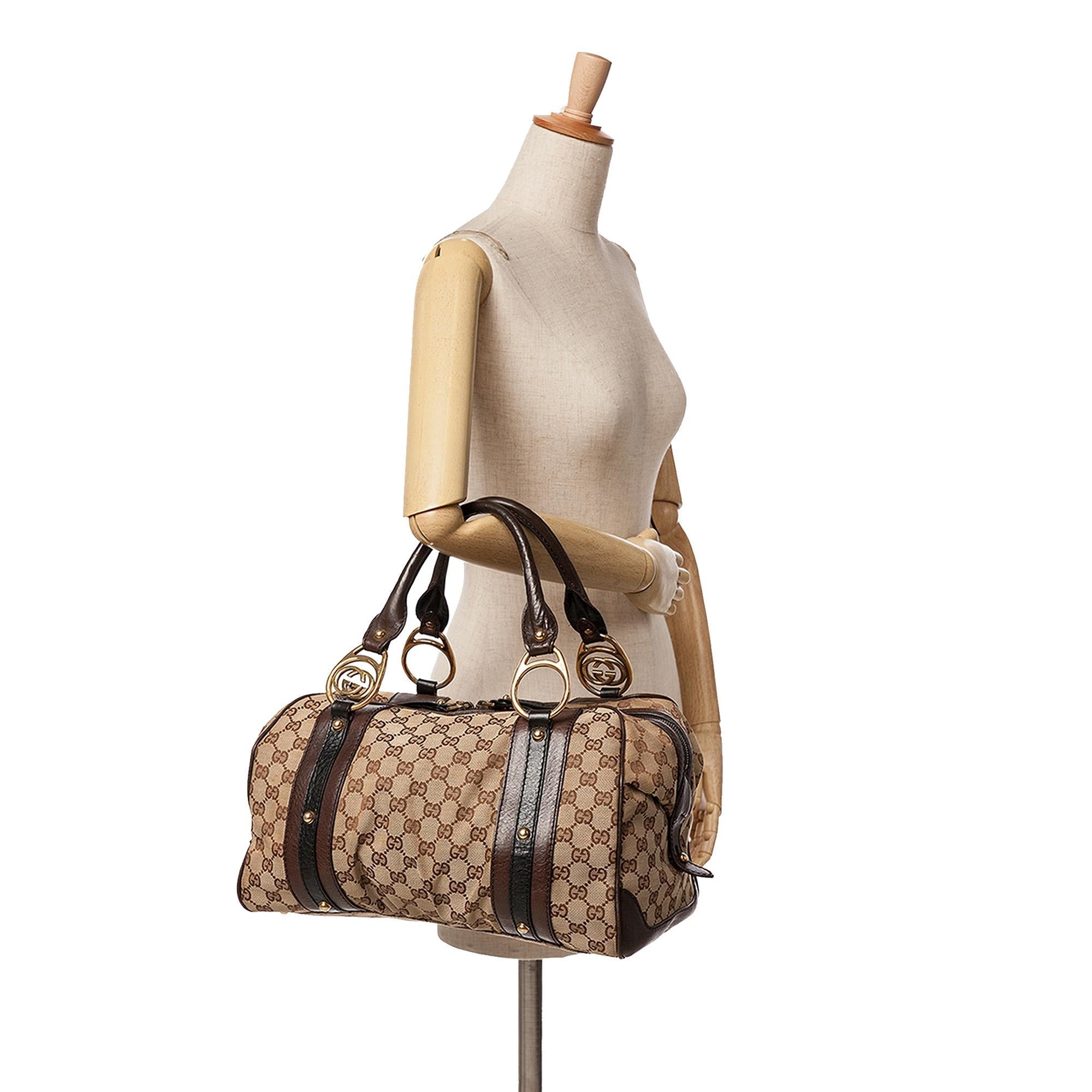 Gucci Medium GG Canvas Interlocking G Boston Bag