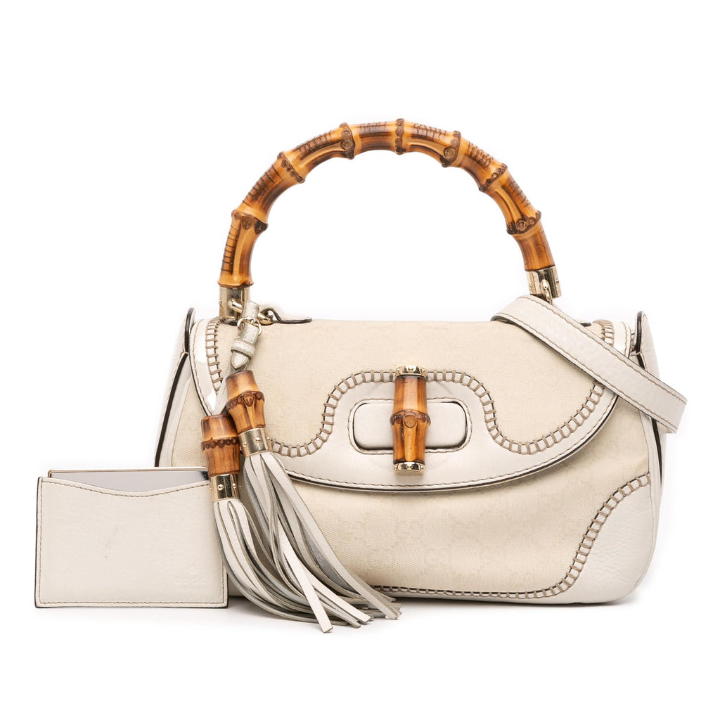 Gucci Medium GG Canvas New Bamboo Satchel
