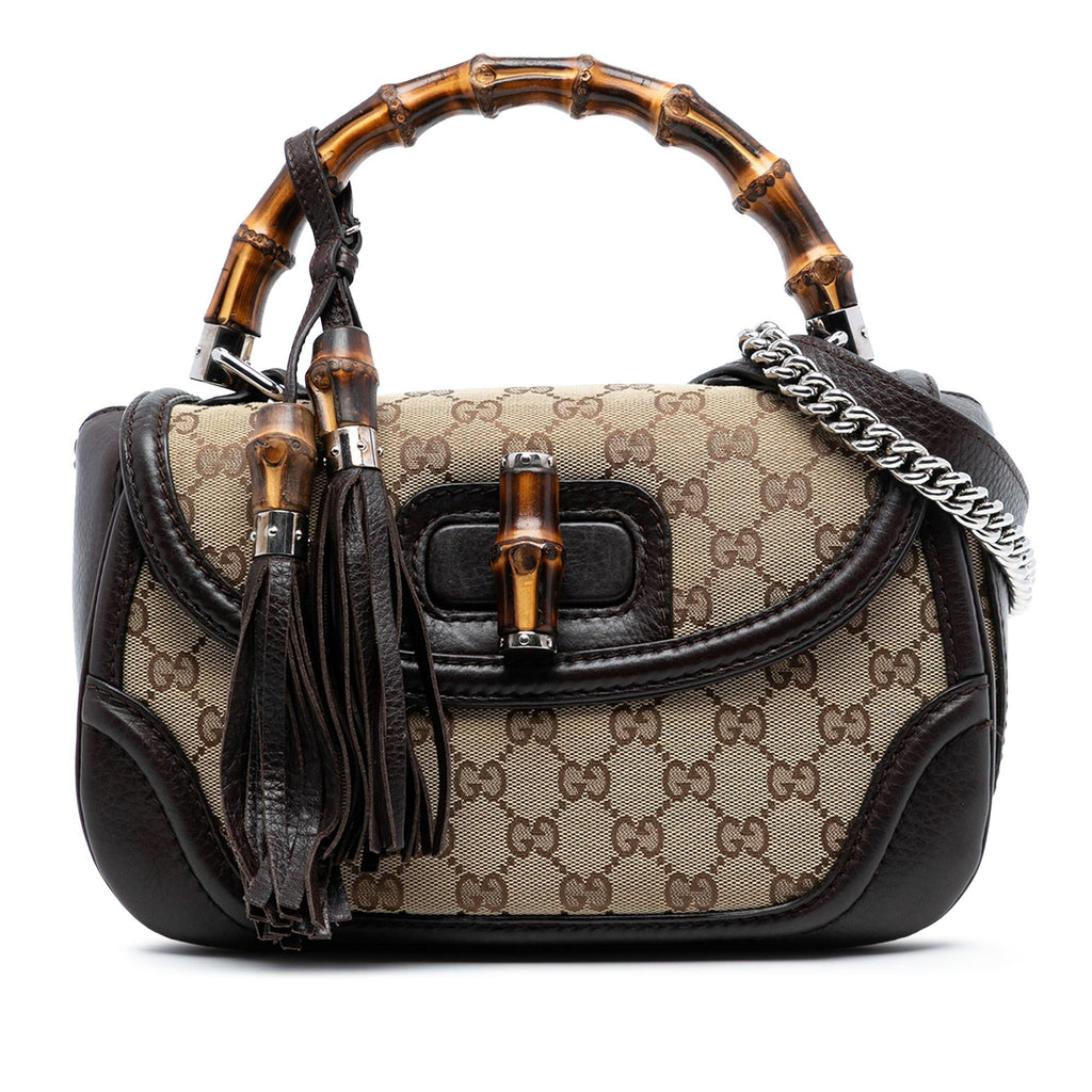 Gucci Medium GG Canvas New Bamboo Top Handle Bag
