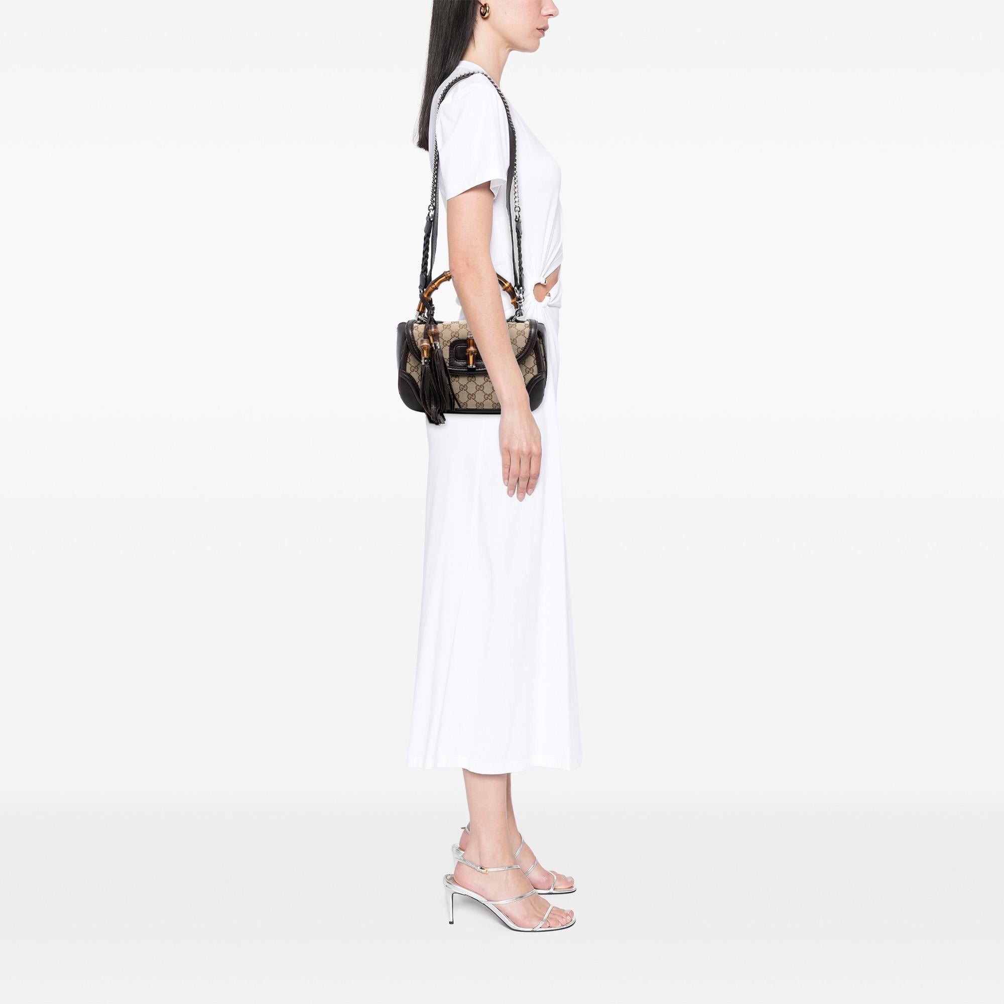 Gucci Medium GG Canvas New Bamboo Top Handle Bag