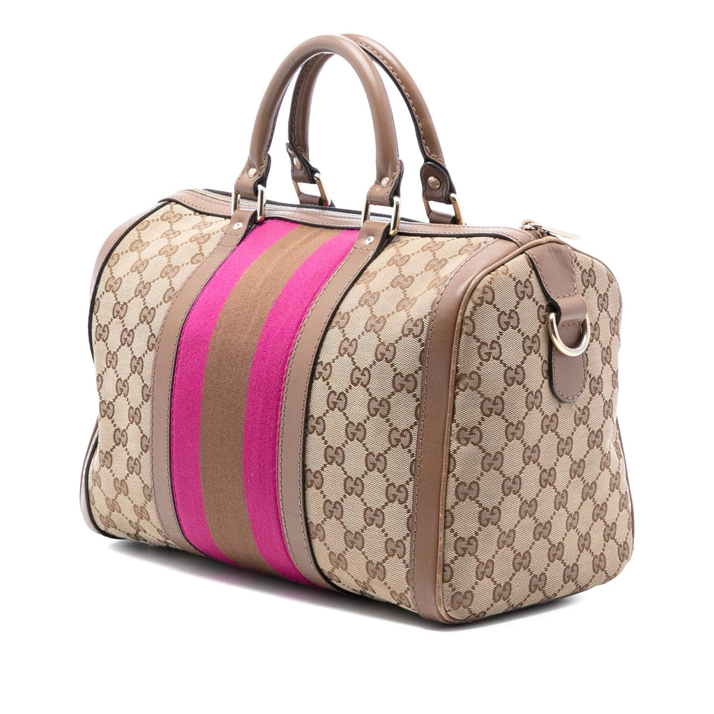 Gucci Medium GG Canvas Web Joy Boston Bag