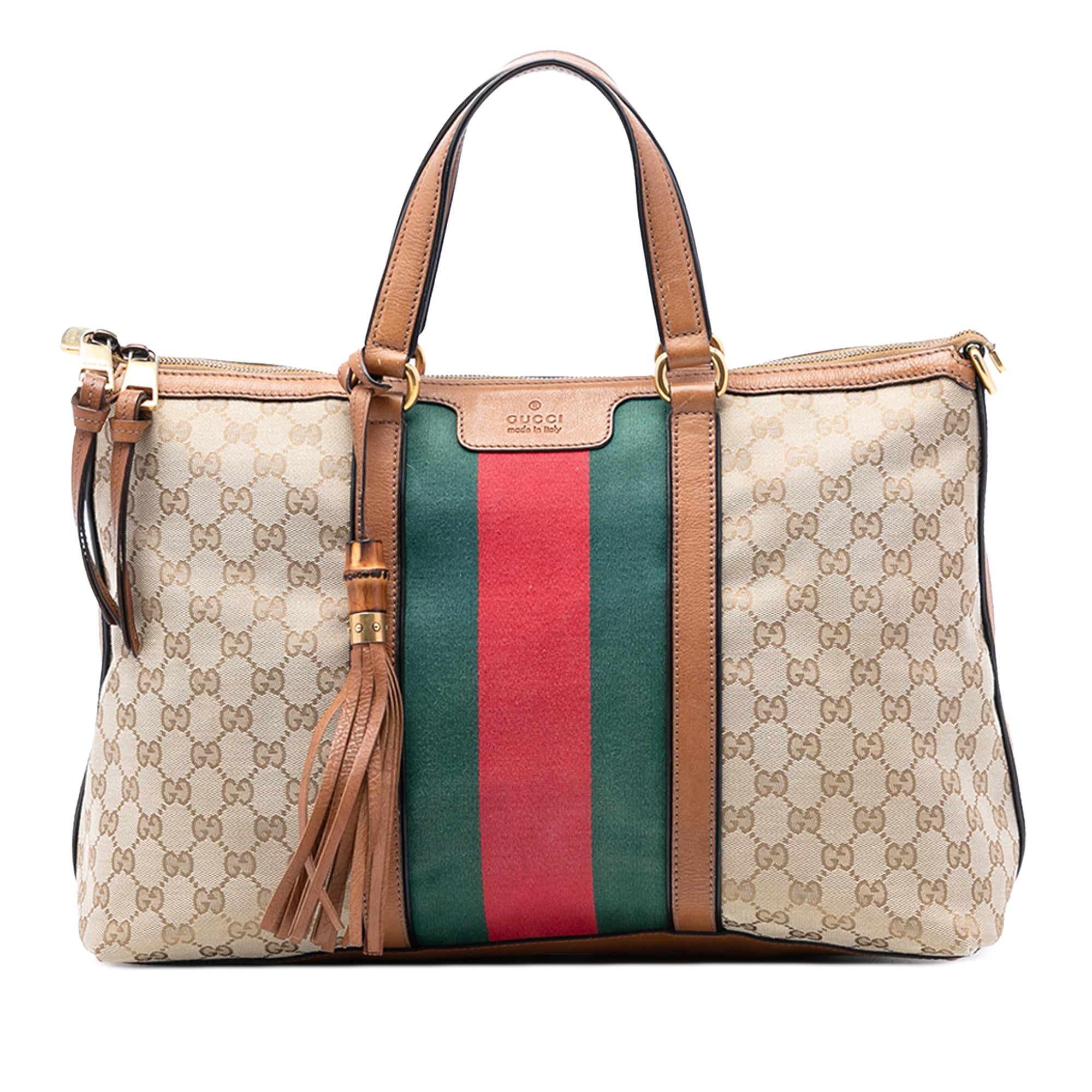 Gucci Medium GG Canvas Web Rania Top Handle Bag