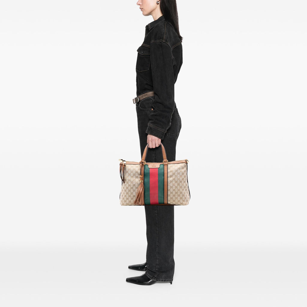 Gucci Medium GG Canvas Web Rania Top Handle Bag