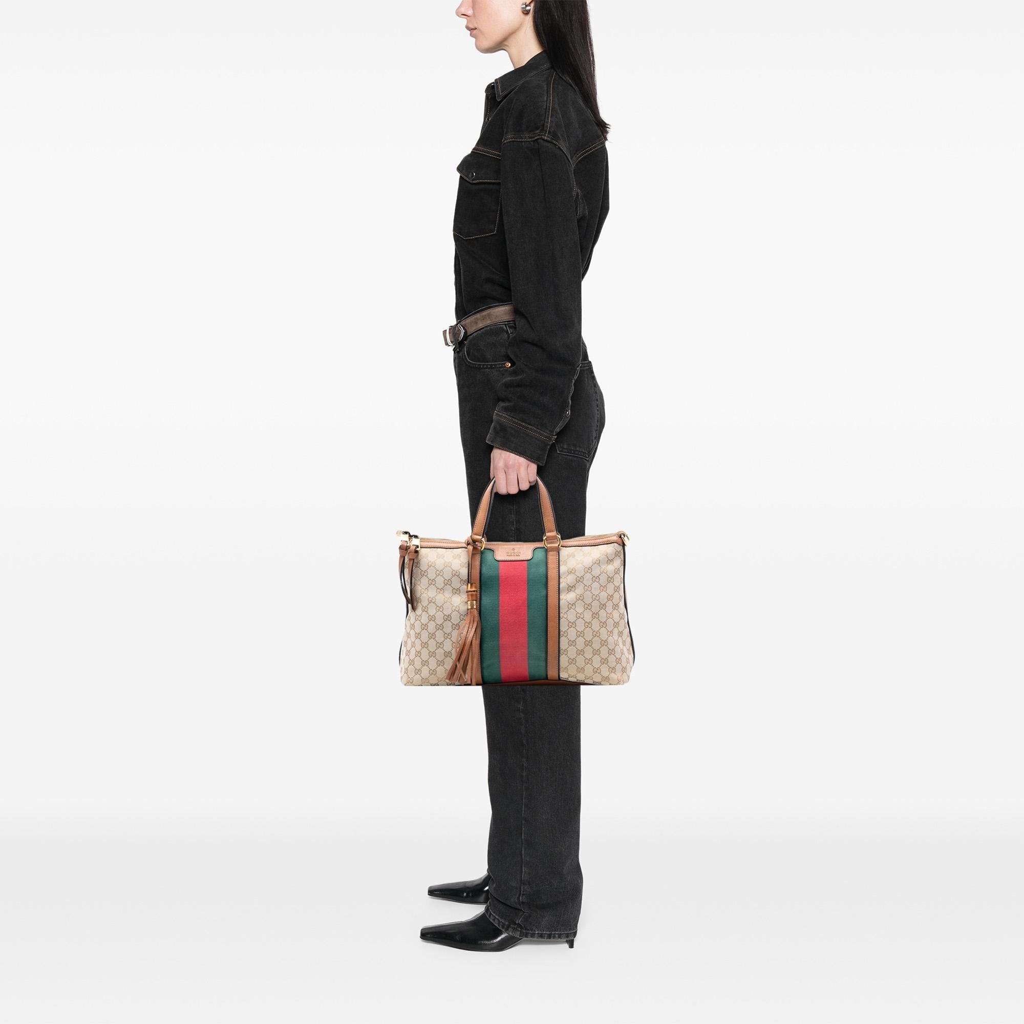 Gucci Medium GG Canvas Web Rania Top Handle Bag