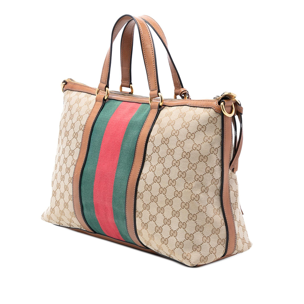 Gucci Medium GG Canvas Web Rania Top Handle Bag